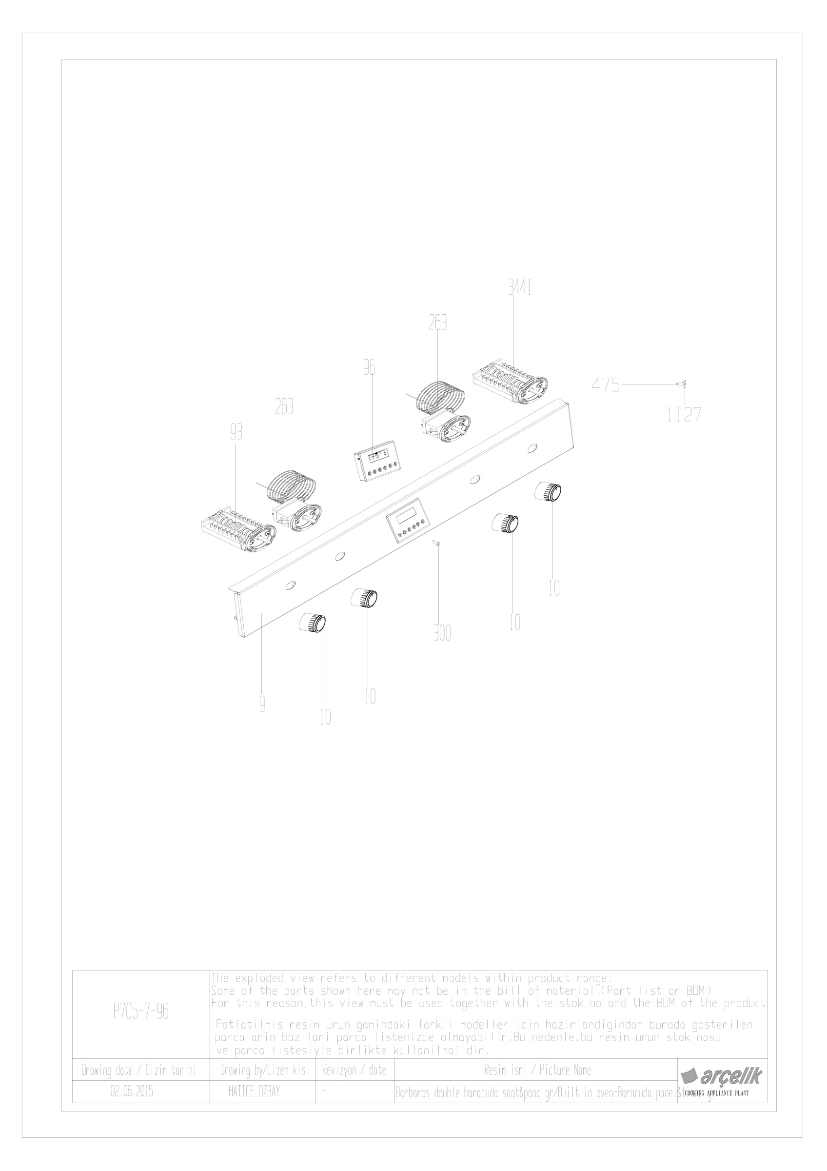 BARBAROS DOUBLE OVEN CONTROL PANEL GR.
