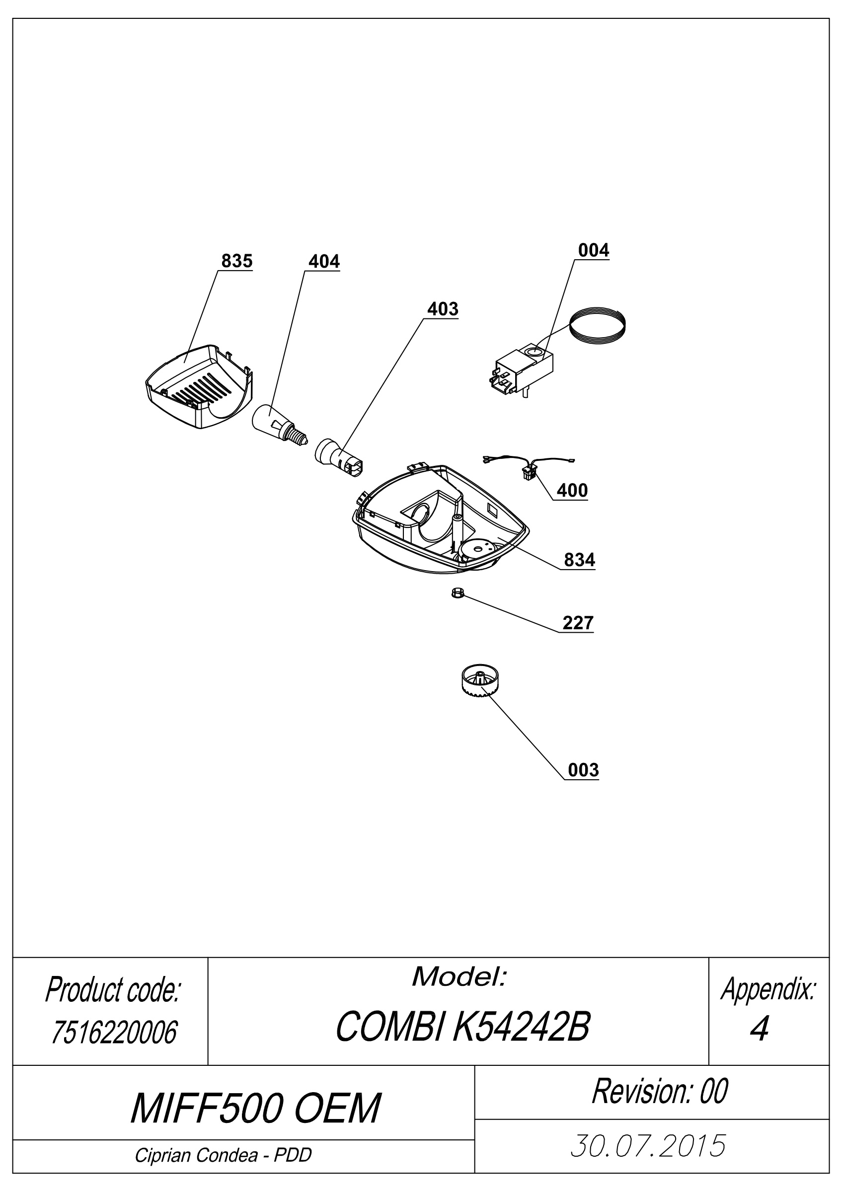 EXPLODED VIEW THERMOSTAT MIFF500 OEM