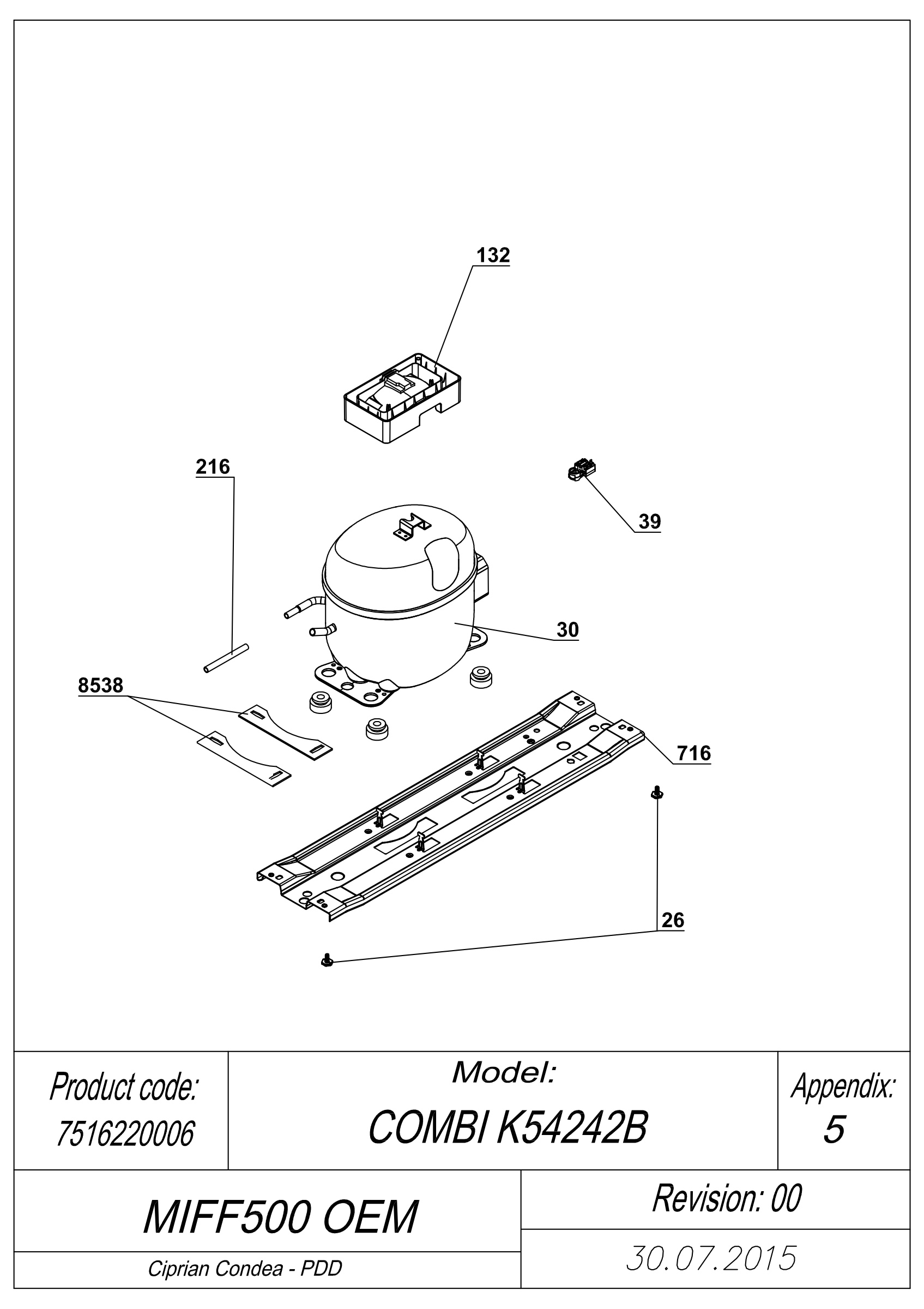 EXPLODED VIEW COMPRESSOR MIFF500 OEM