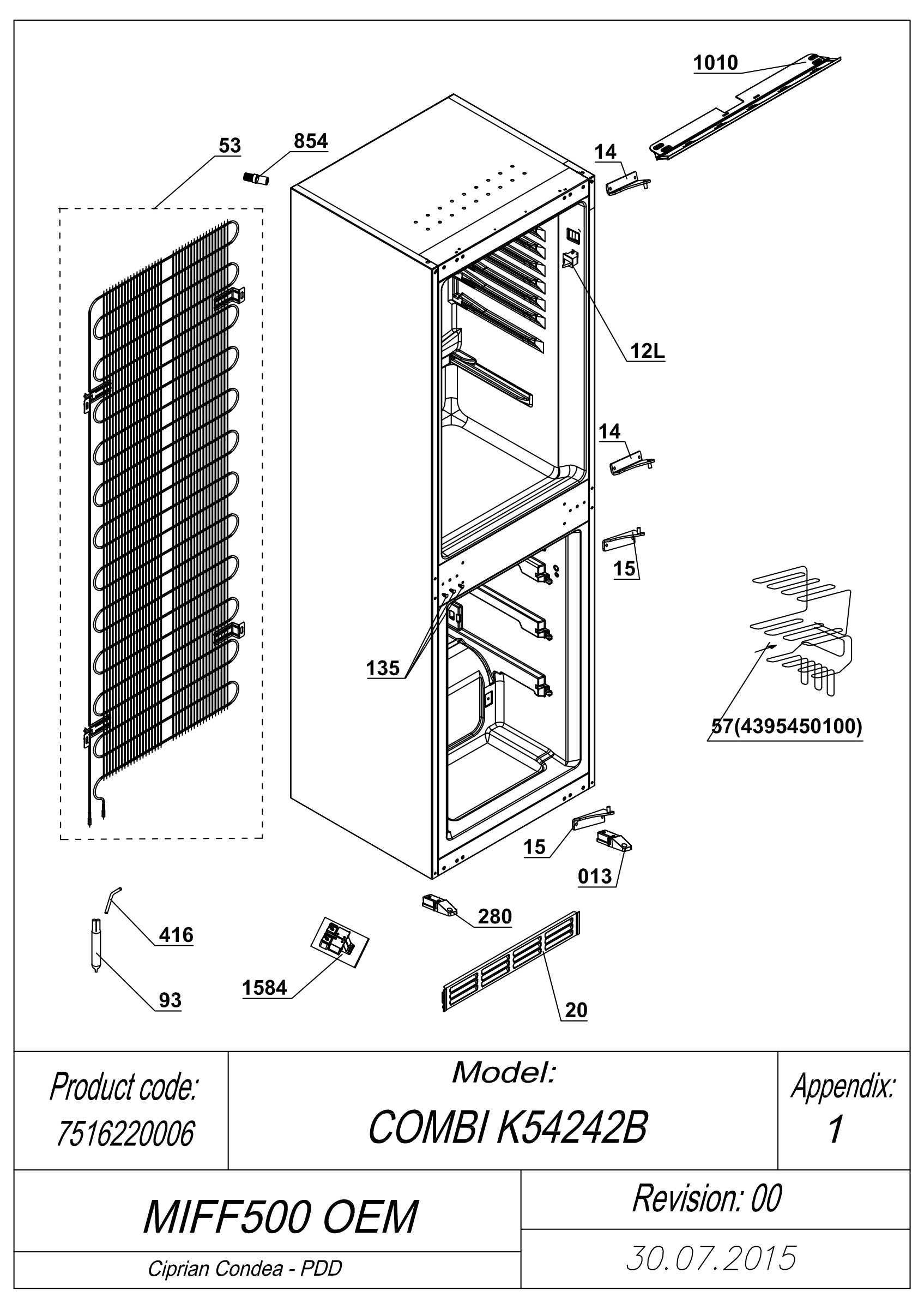 EXPLODED VIEW CABINET MIFF500 OEM