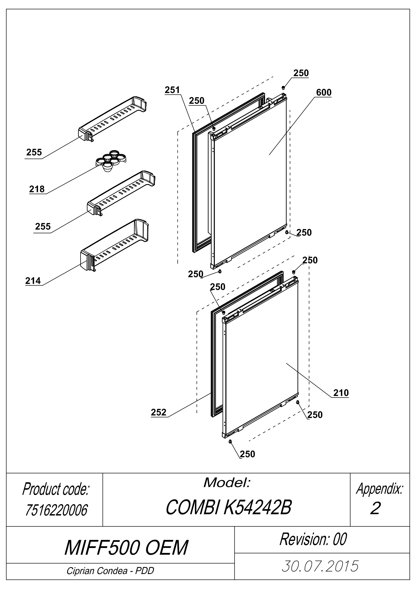 EXPLODED VIEW DOORS MIFF500 OEM