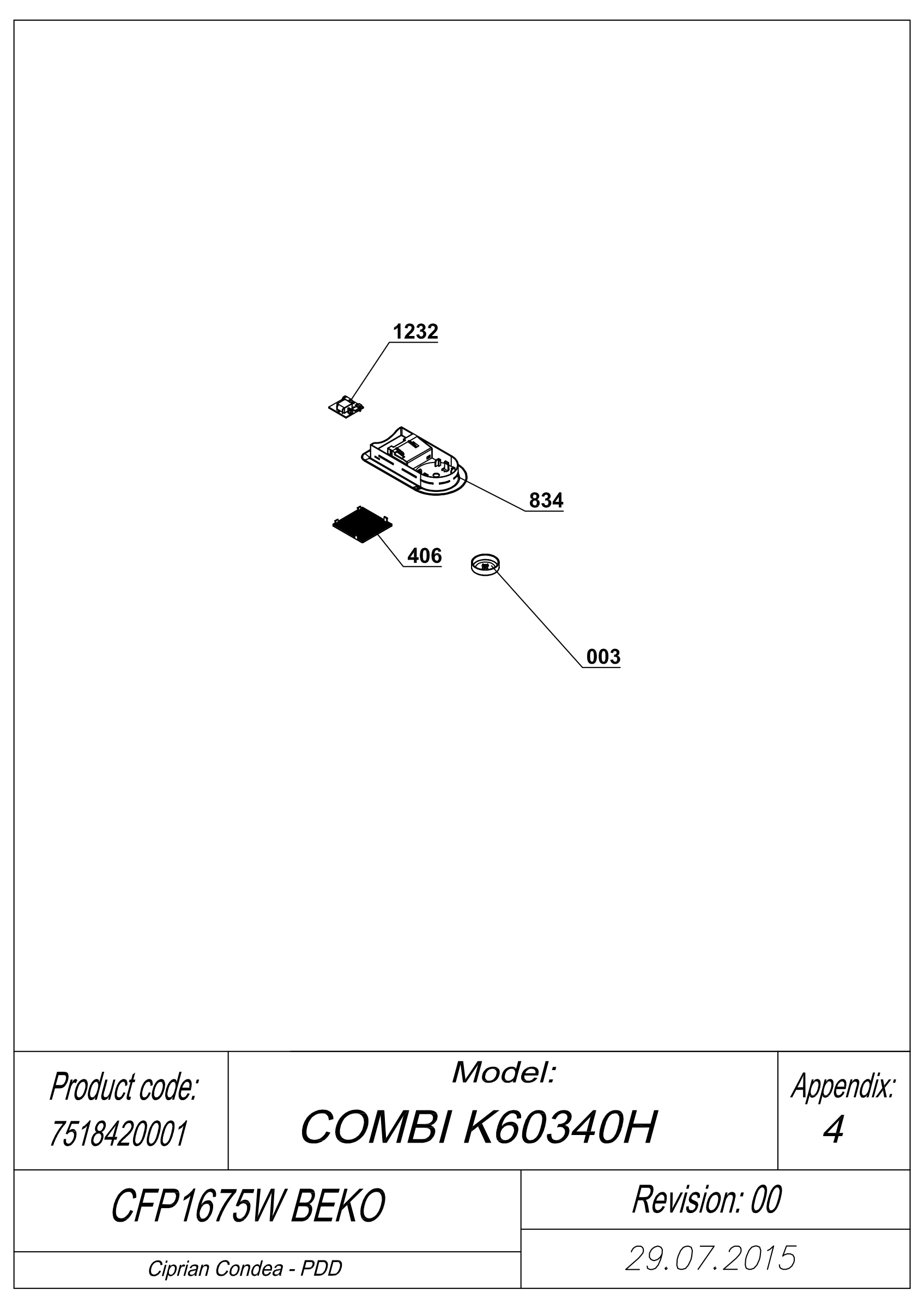 EXPLODED VIEW LEDS CFP1675W BEKO