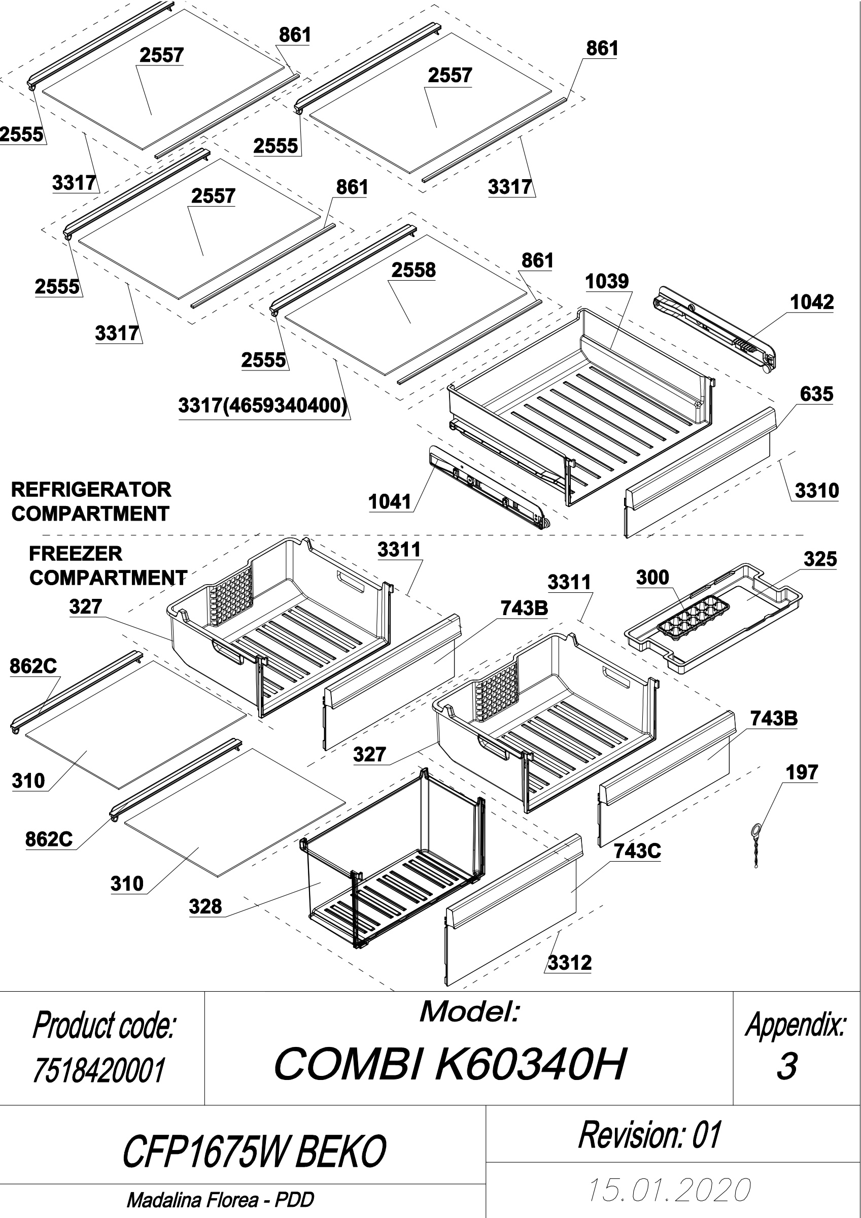 EXPLODED VIEW SHELVES CFP1675W BEKO