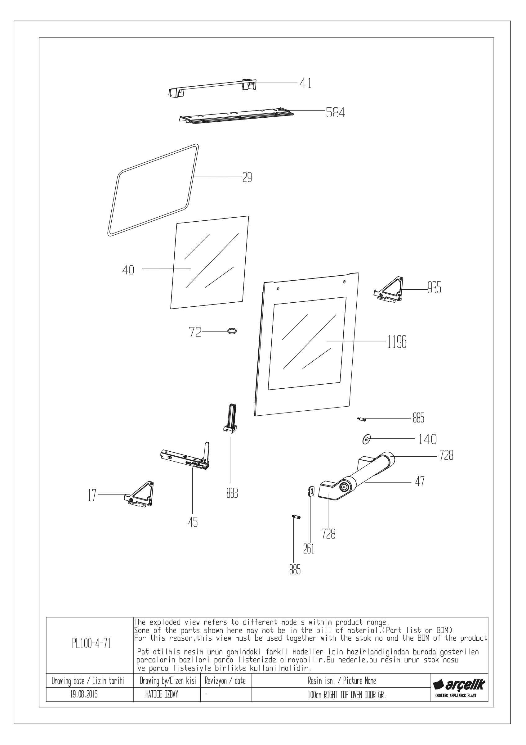 RIGHT TOP OVEN DOOR GR.