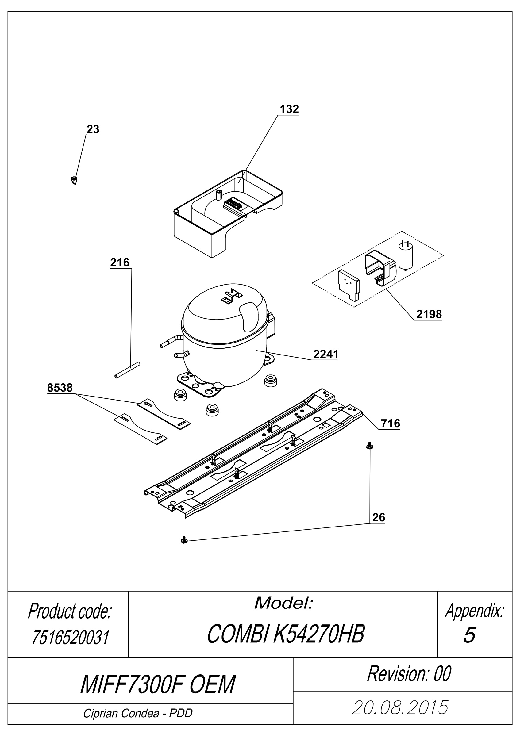 EXPLODED VIEW COMPRESSOR MIFF7300F OEM