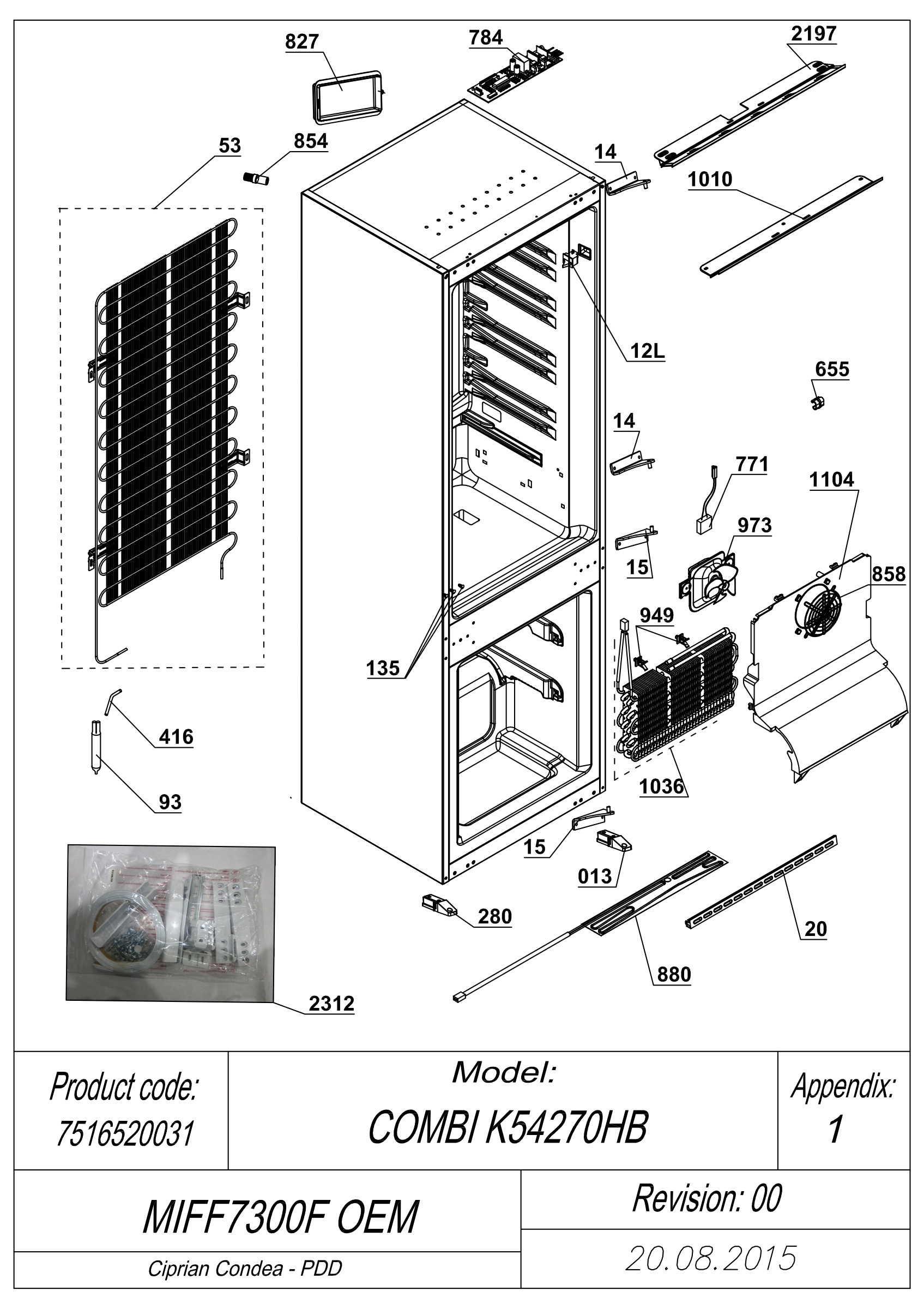 EXPLODED VIEW CABINET MIFF7300F OEM