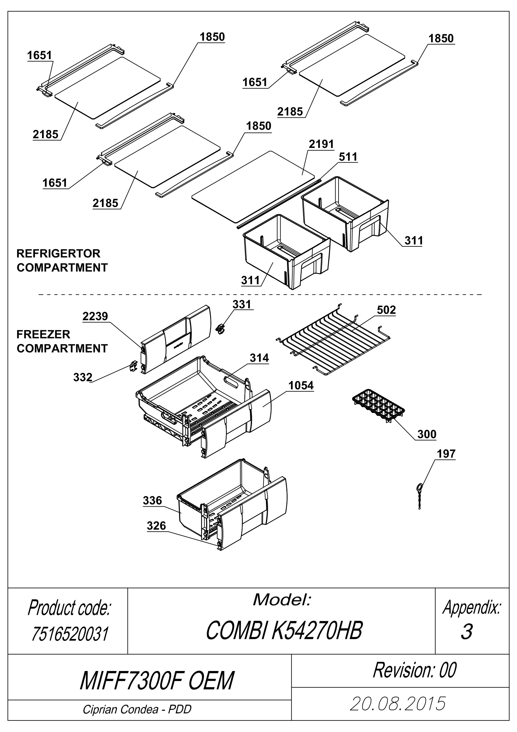EXPLODED VIEW SHELVES MIFF7300F OEM