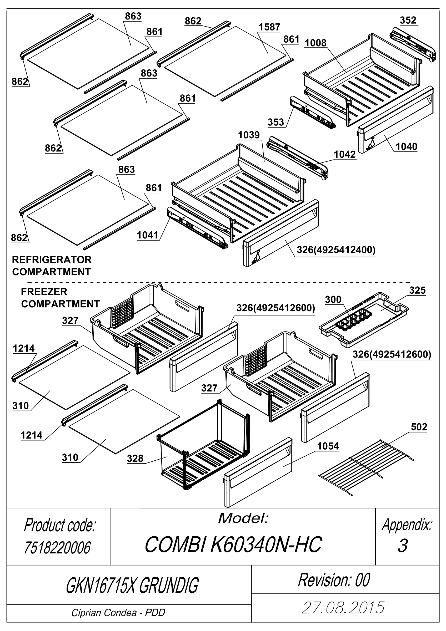 EXPLODED VIEW SHELVES GKN16715X GRUNDIG