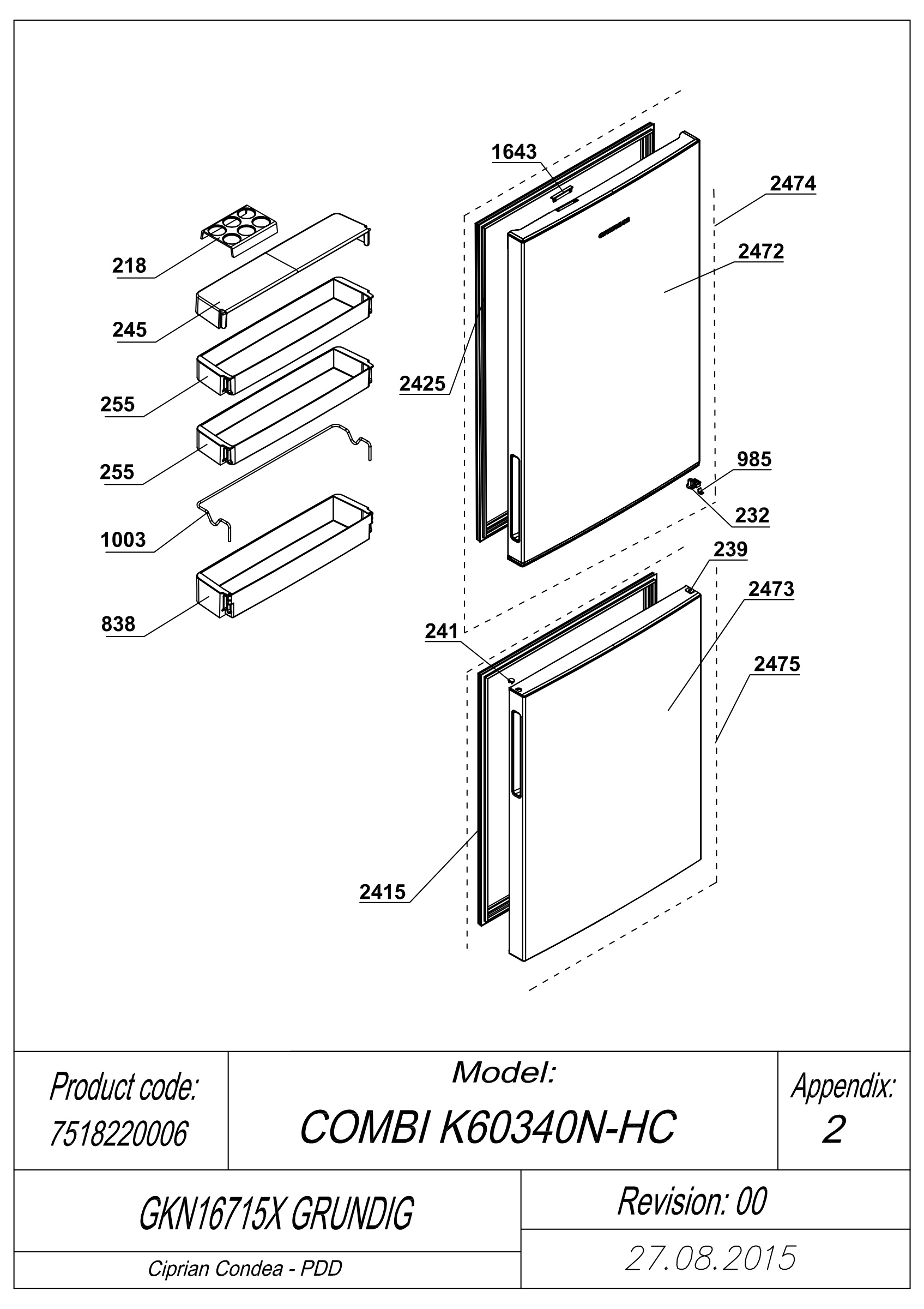 EXPLODED VIEW DOORS GKN16715X GRUNDIG