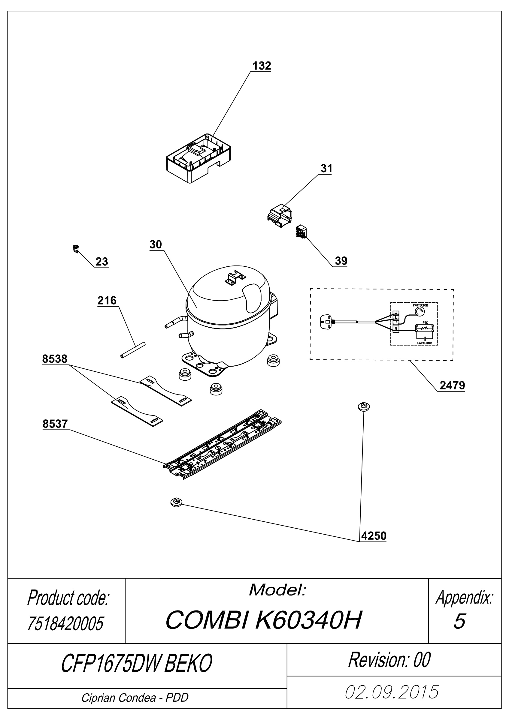 Beko Fridge & Freezer CFP1675DW (7518420005) Spares