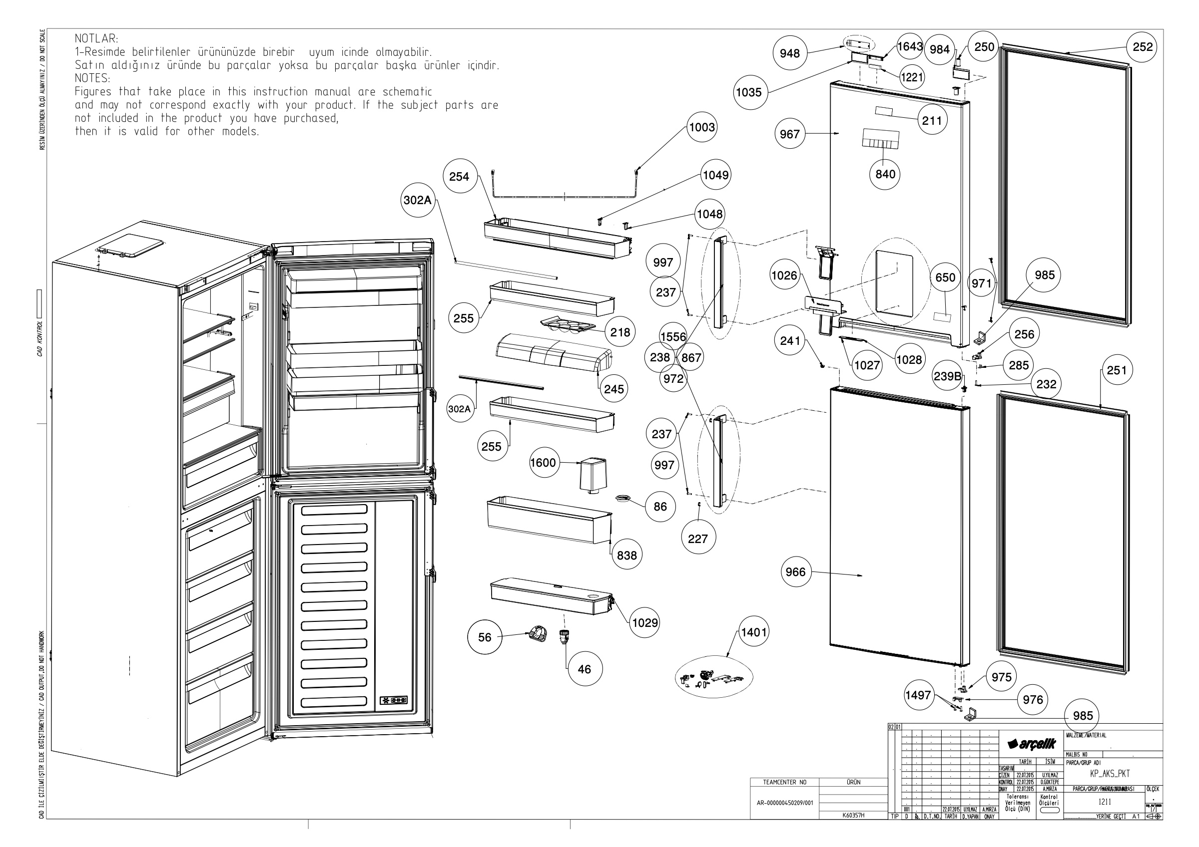 Blomberg Fridge & Freezer KGM9681X (7294041294) Spares