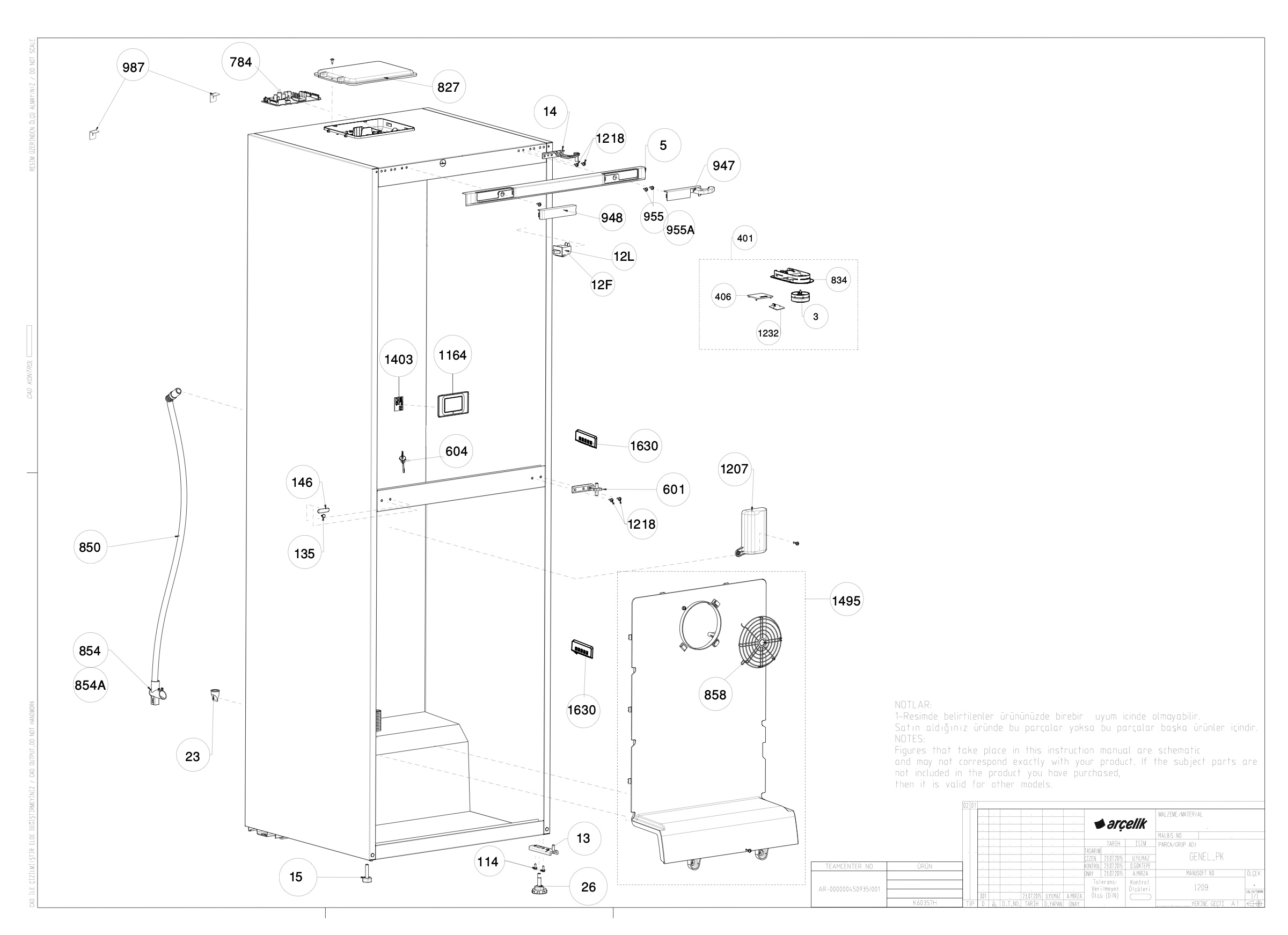 Beko Fridge & Freezer CXFG3691S (7294046397) Spares