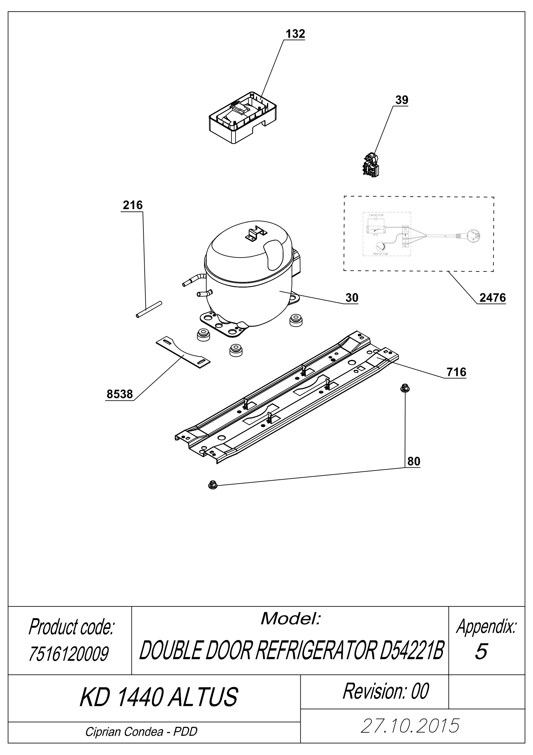 EXPLODED VIEW COMPRESSOR TYPE 1 KD 1440 ALTUS