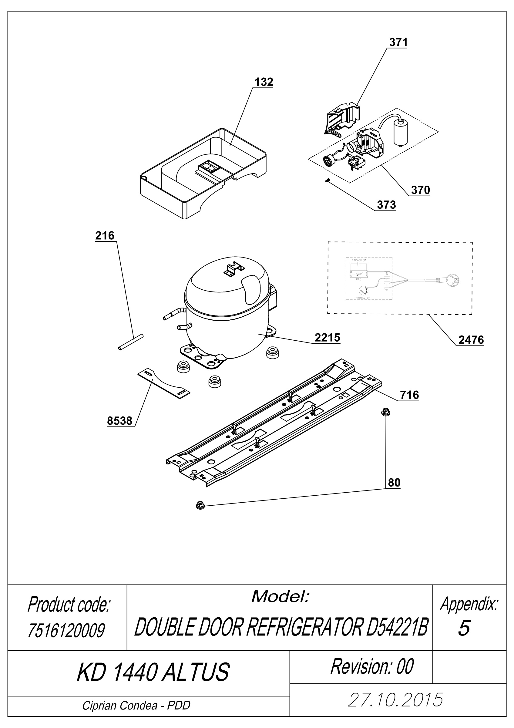 EXPLODED VIEW COMPRESSOR TYPE 2 KD 1440 ALTUS