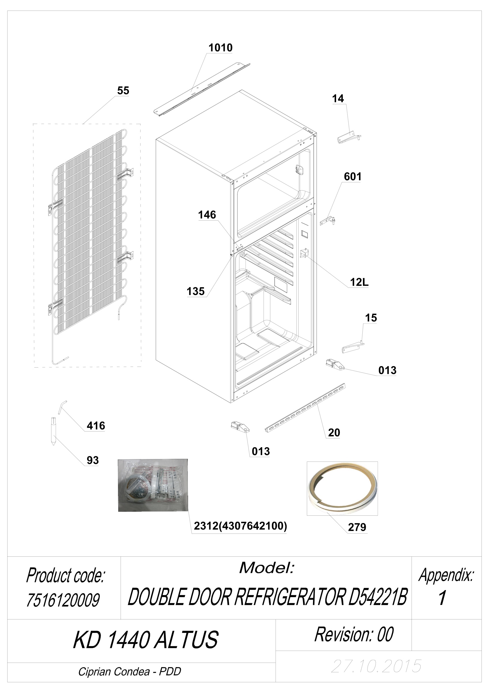 EXPLODED VIEW CABINET KD 1440 ALTUS