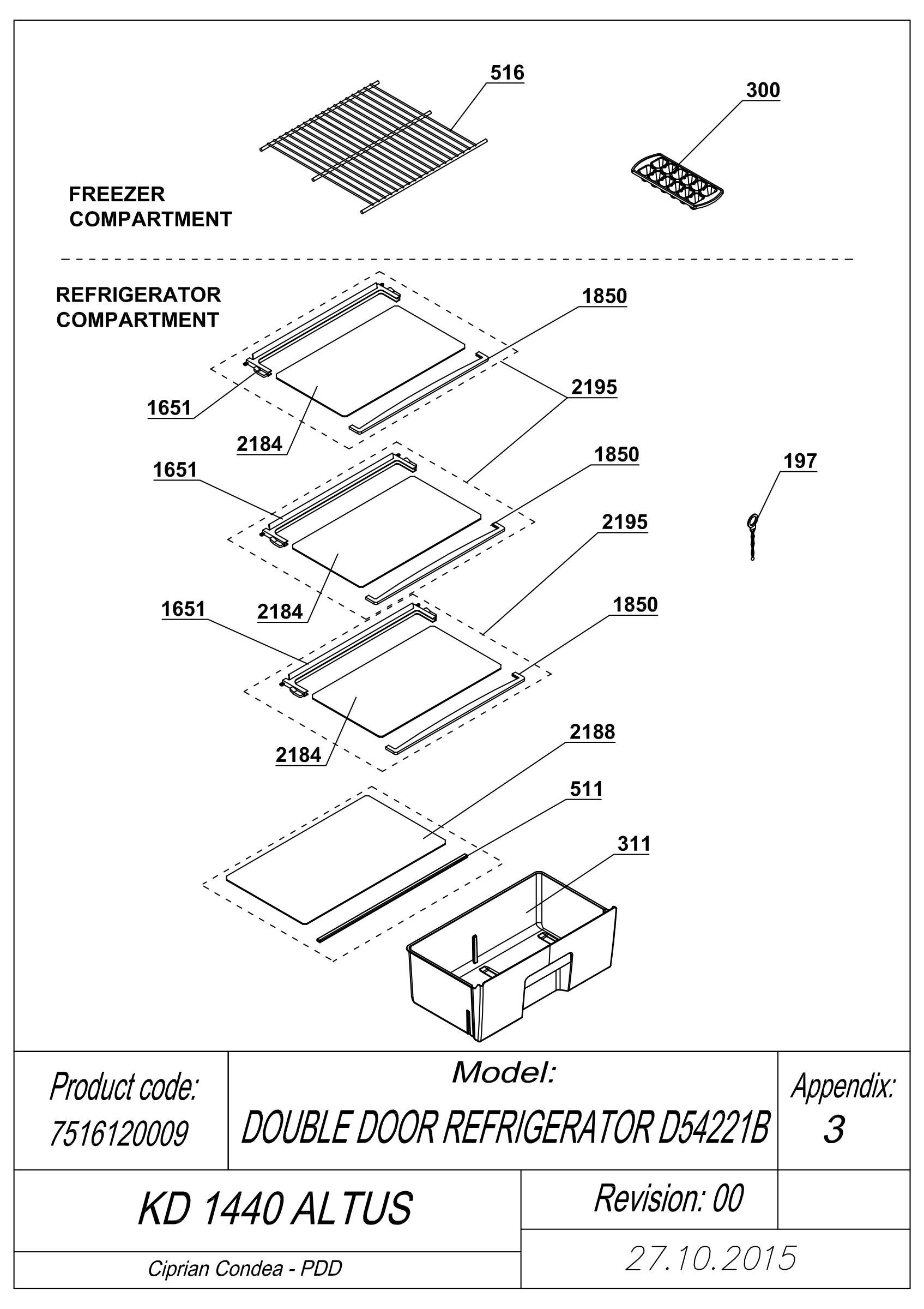 EXPLODED VIEW SHELVES KD 1440 ALTUS