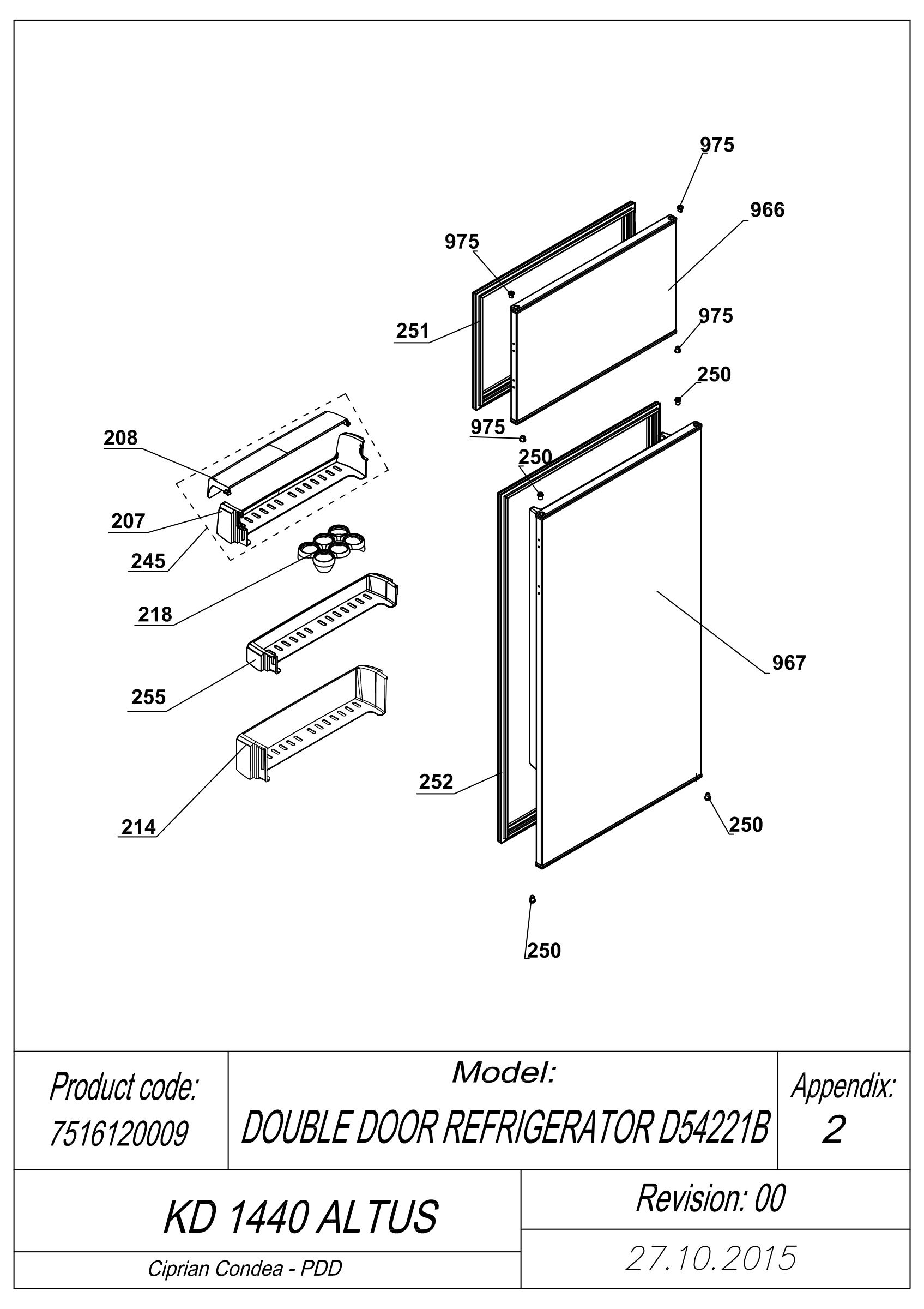 EXPLODED VIEW DOORS KD 1440 ALTUS