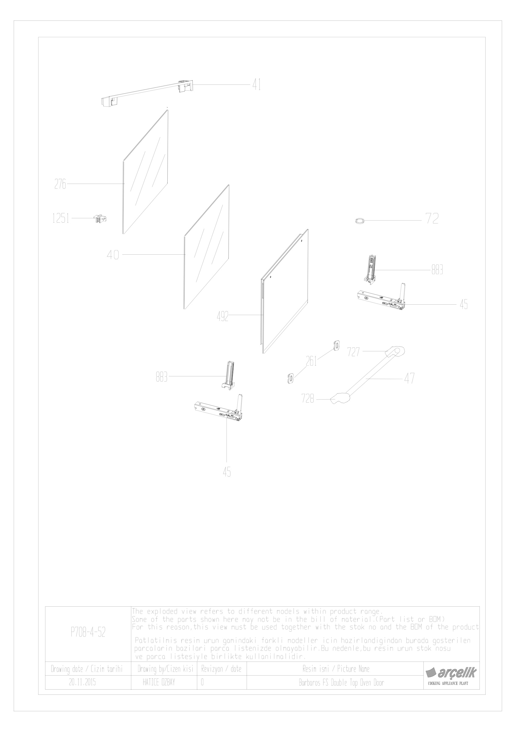 BARBAROS DOUBLE OVEN TOP DOOR GR.
