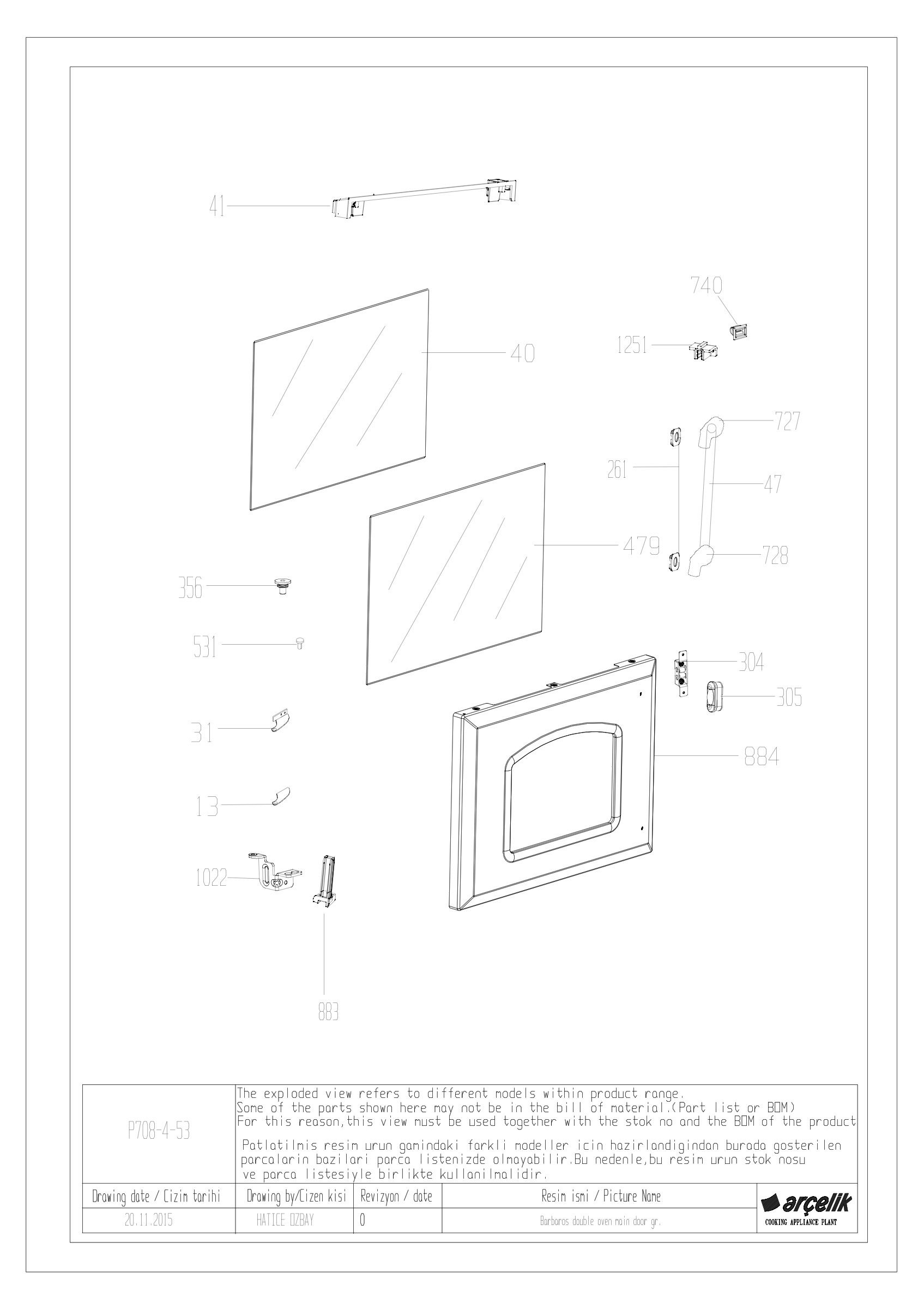 BARBAROS DOUBLE OVEN MAIN DOOR GR.