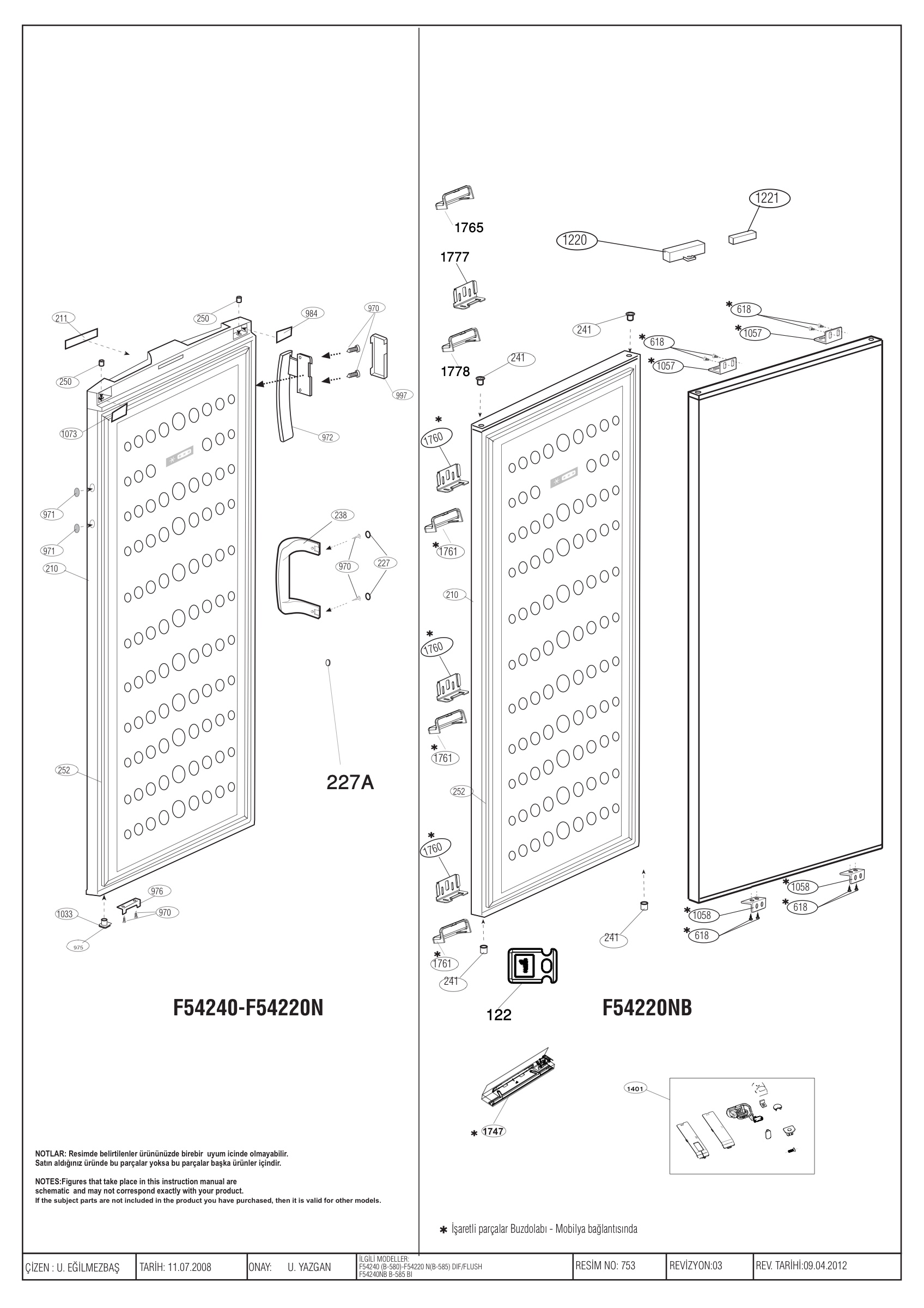 Lamona Fridge & Freezer HJA6750 (7234446419) Spares