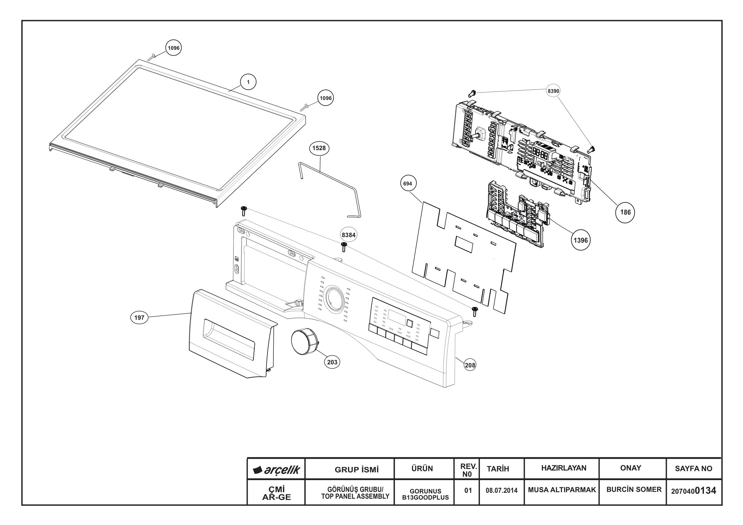 Front Panel & Top Frame Group