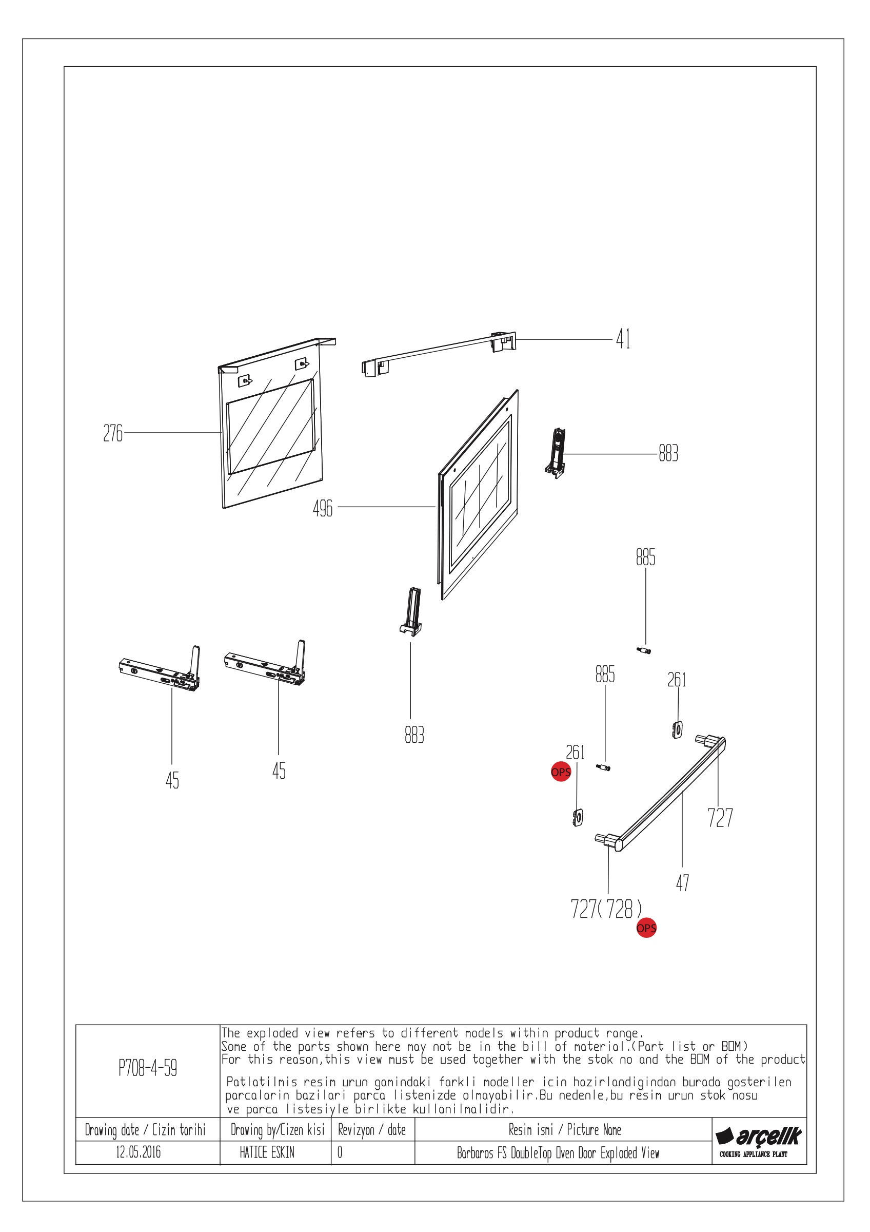 BARBAROS FS DOUBLE TOP FRONT DOOR GR EXPLODED VIEW
