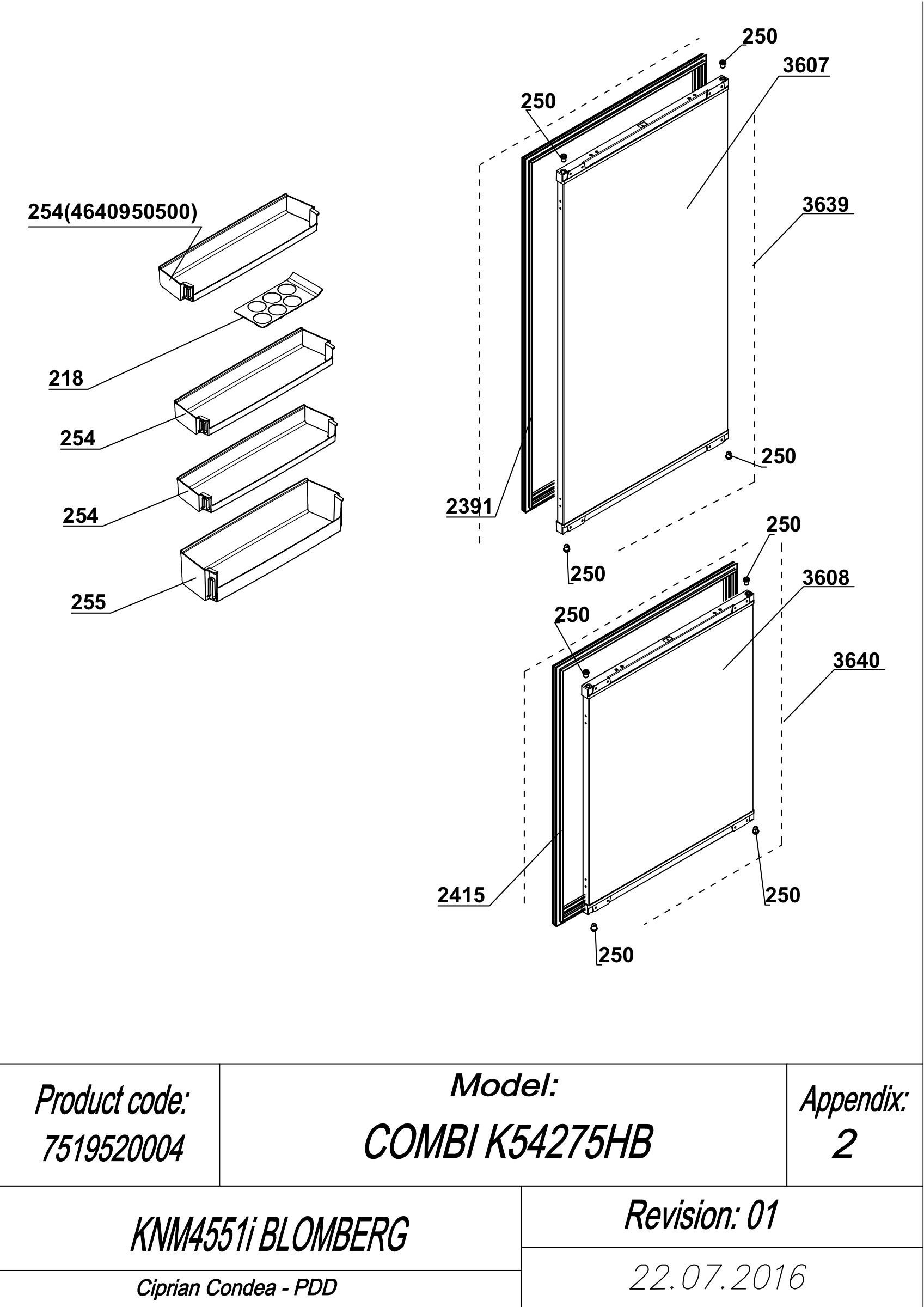 EXPLODED VIEW DOORS KNM4551i BLOMBERG