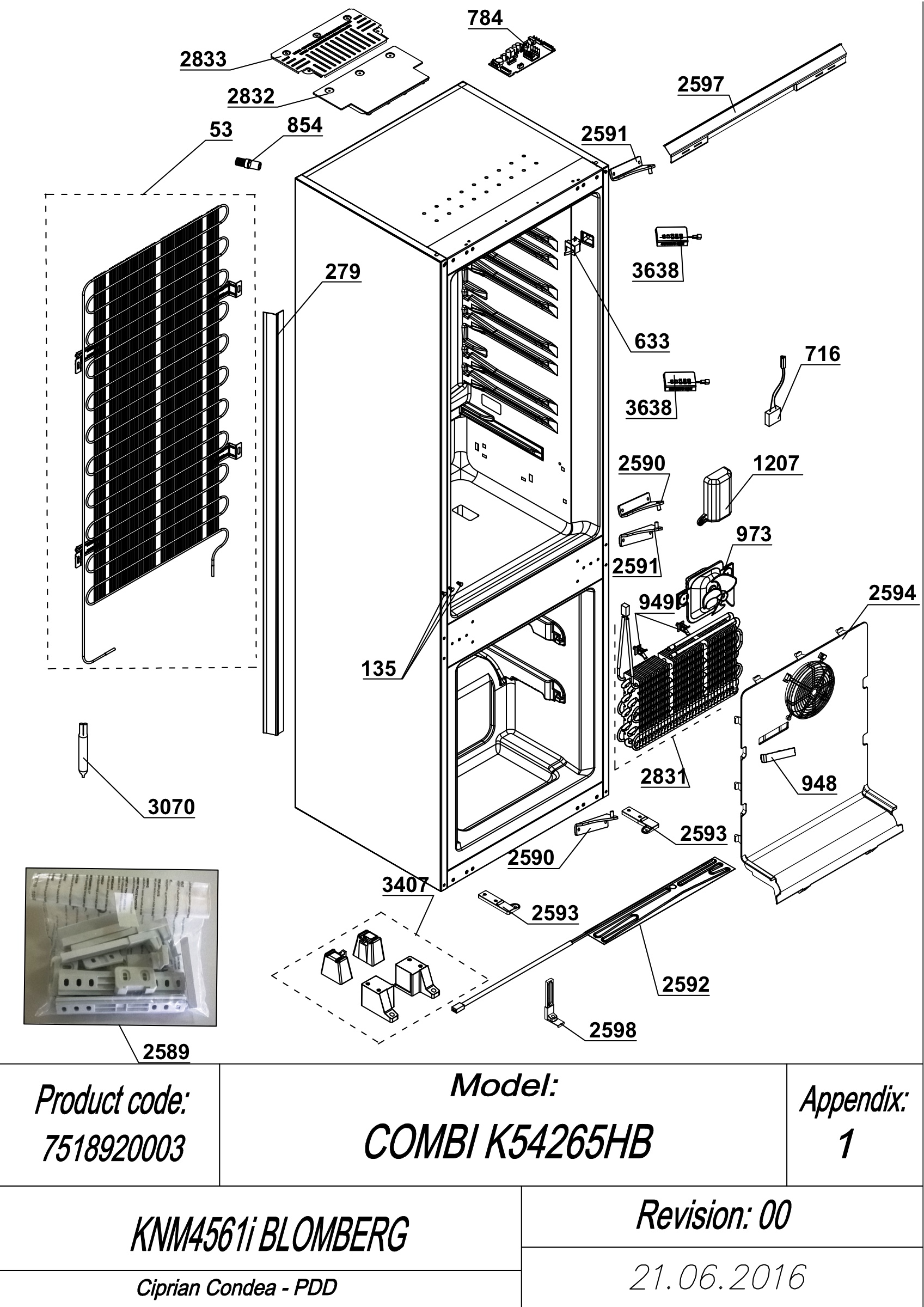 EXPLODED VIEW CABINET KNM4561i BLOMBERG