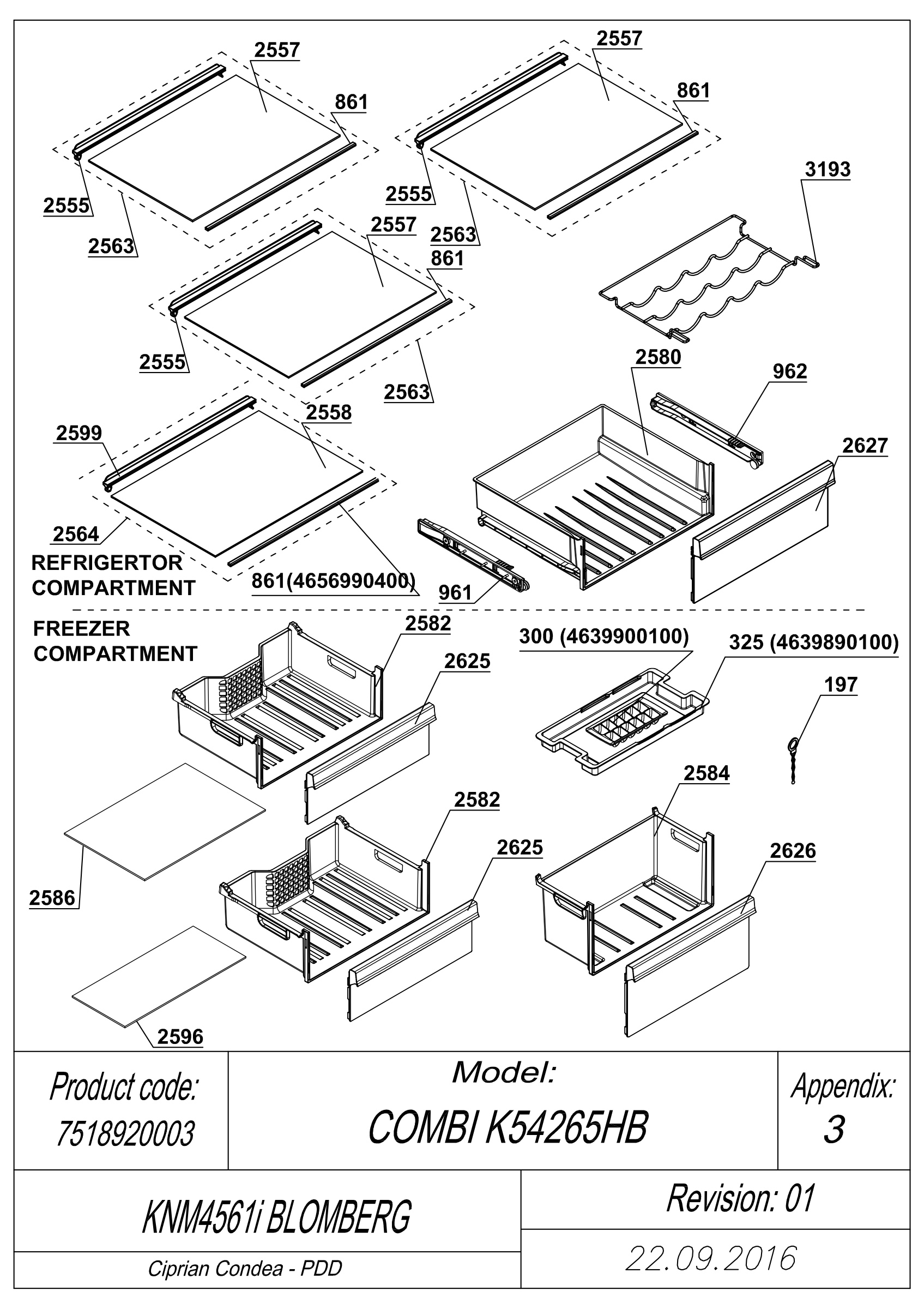 EXPLODED VIEW SHELVES KNM4561i BLOMBERG