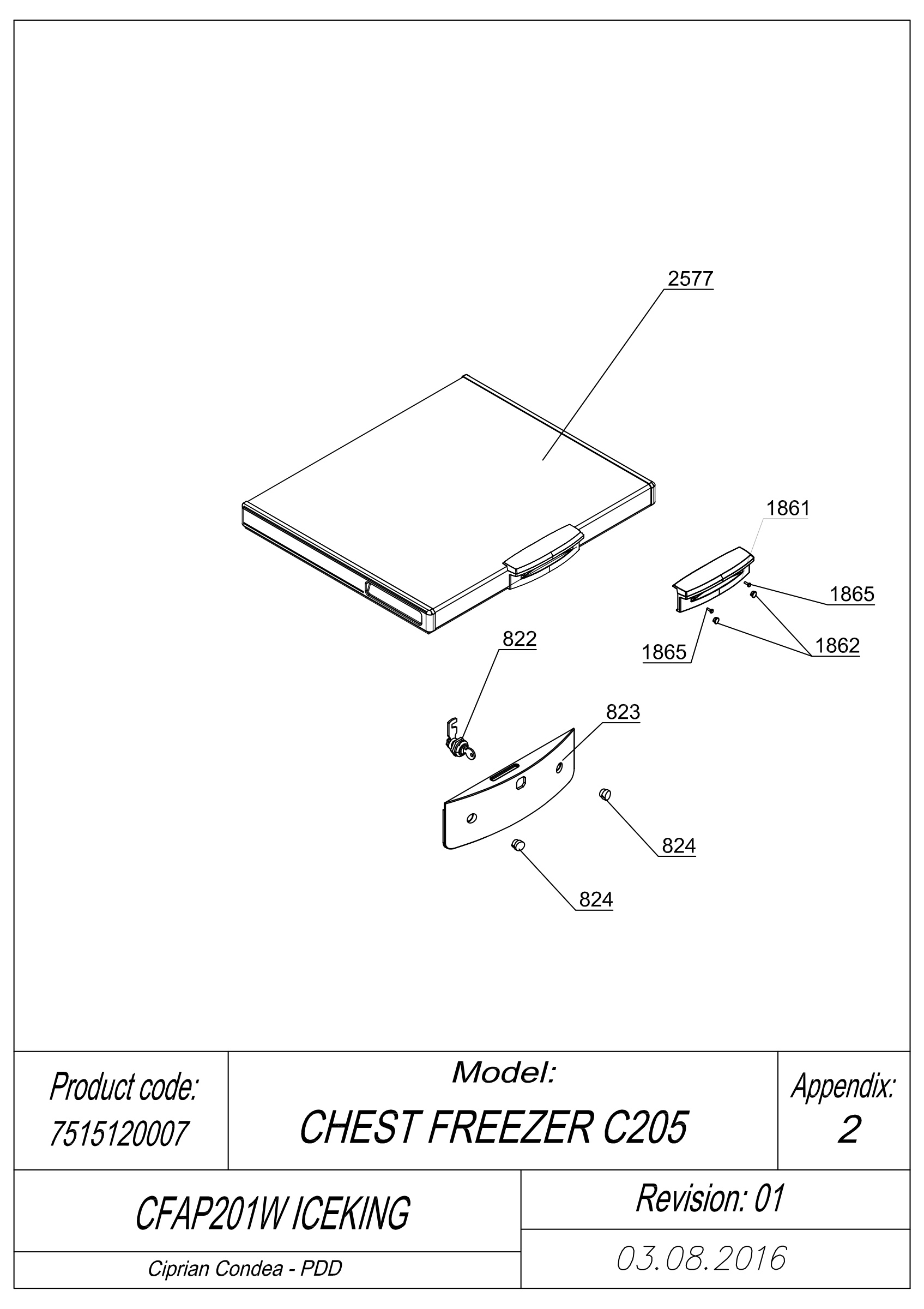 EXPLODED VIEW DOOR CFAP201W ICEKING