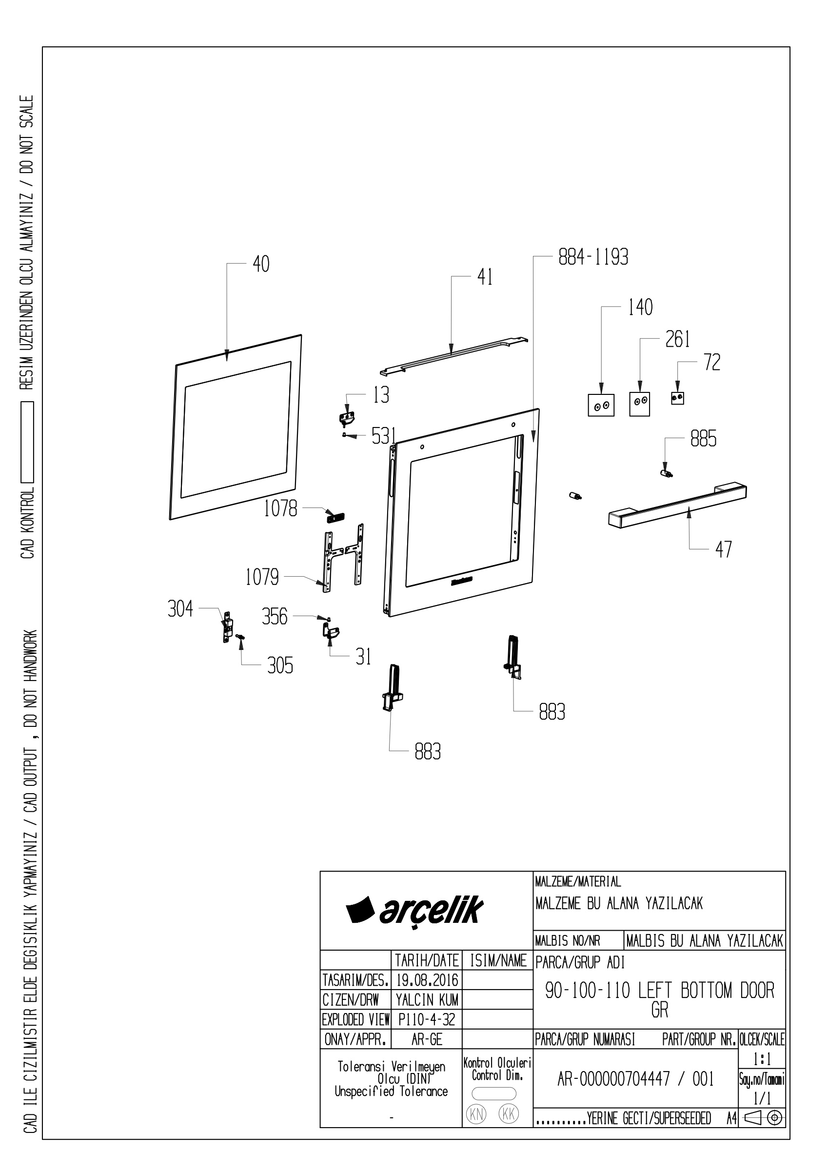LEFT BOTTOM FRONT DOOR GR EXPLODED VIEW