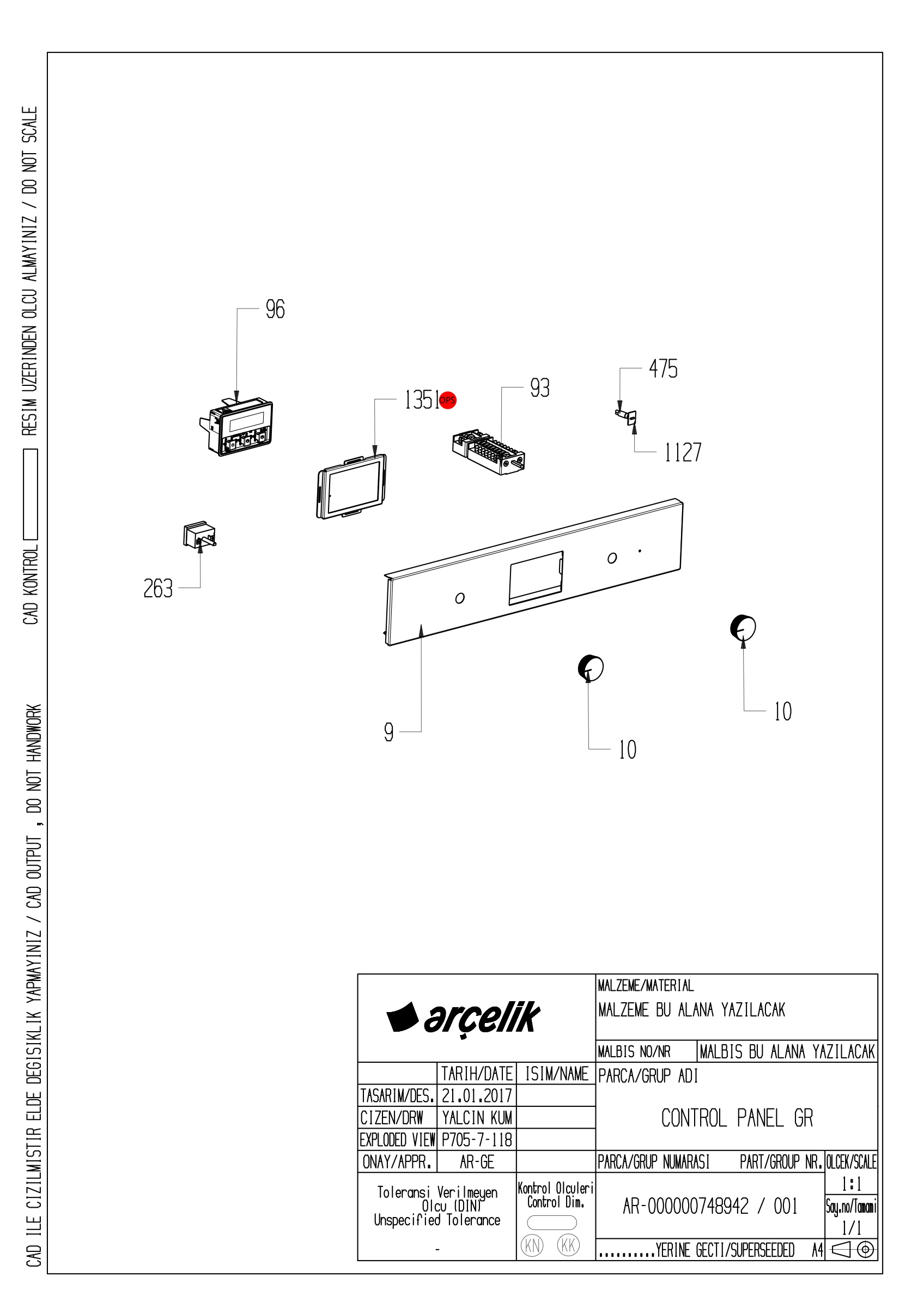 BABRAROS BI CONTROL PANEL GR EXPLODED VIEW