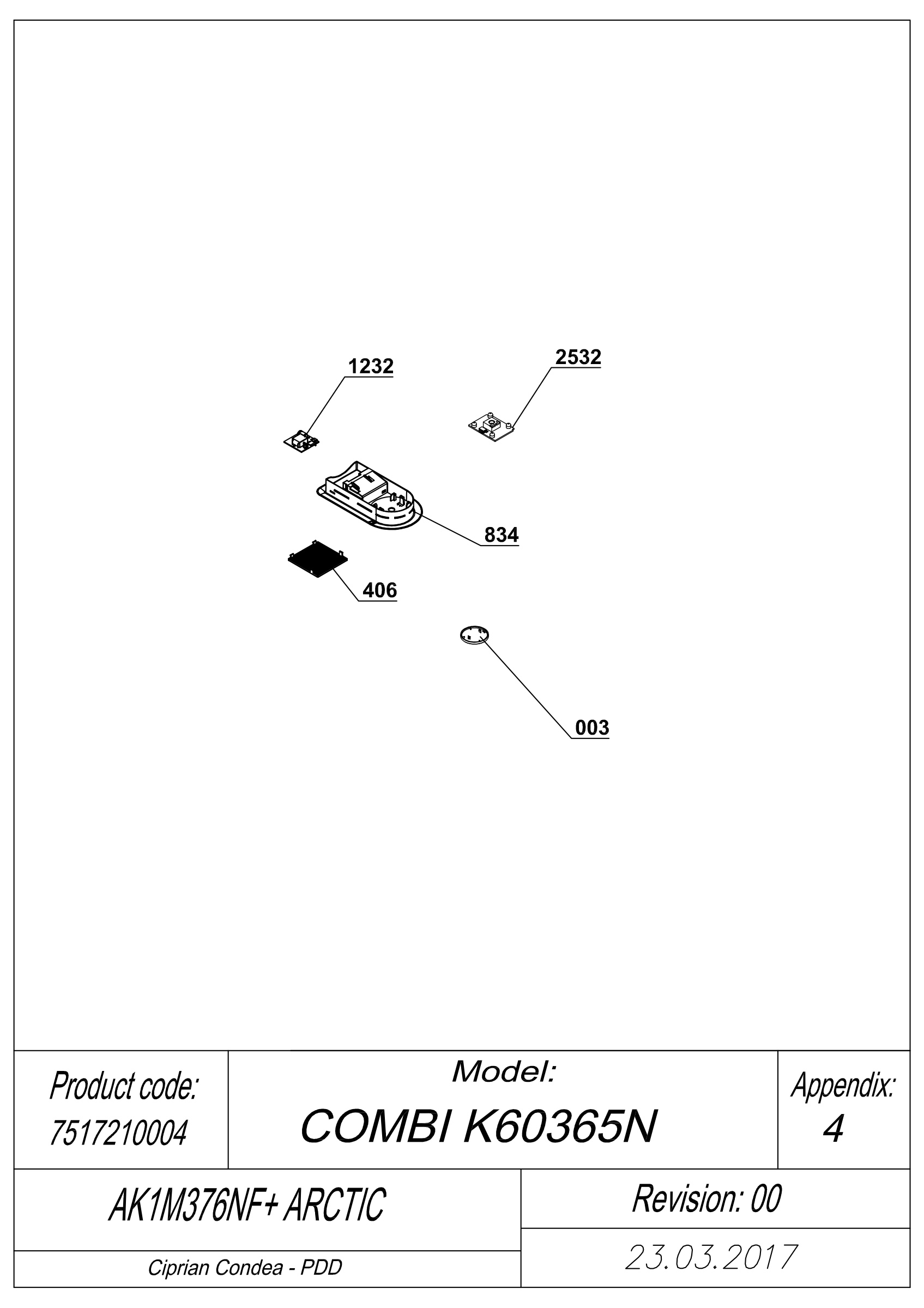 EXPLODED VIEW POTENTIOMETER AK1M376NF+ ARCTIC