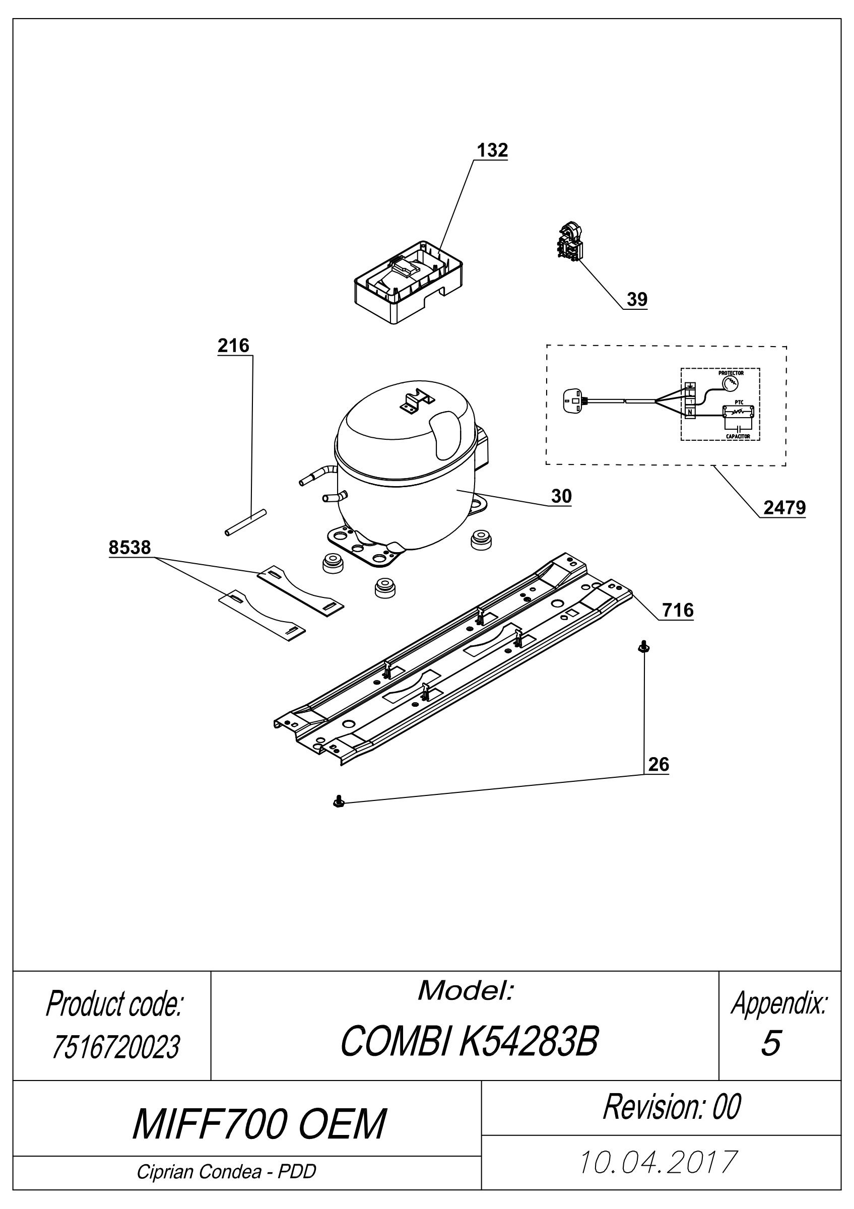 EXPLODED VIEW COMPRESSOR TYPE 1 MIFF700 OEM