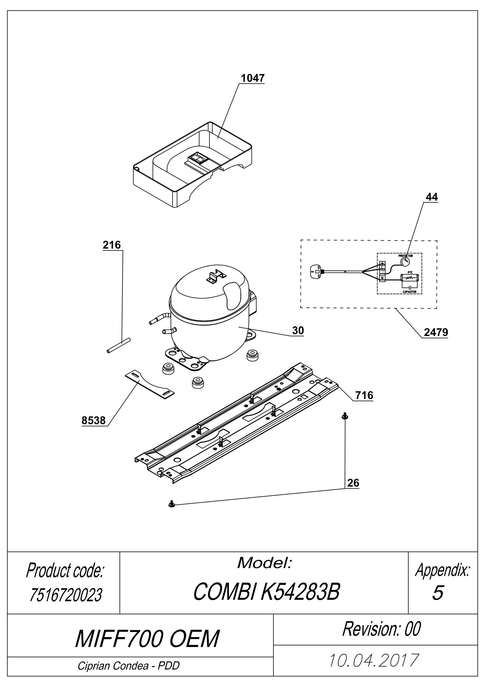 EXPLODED VIEW COMPRESSOR TYPE 2 MIFF700 OEM