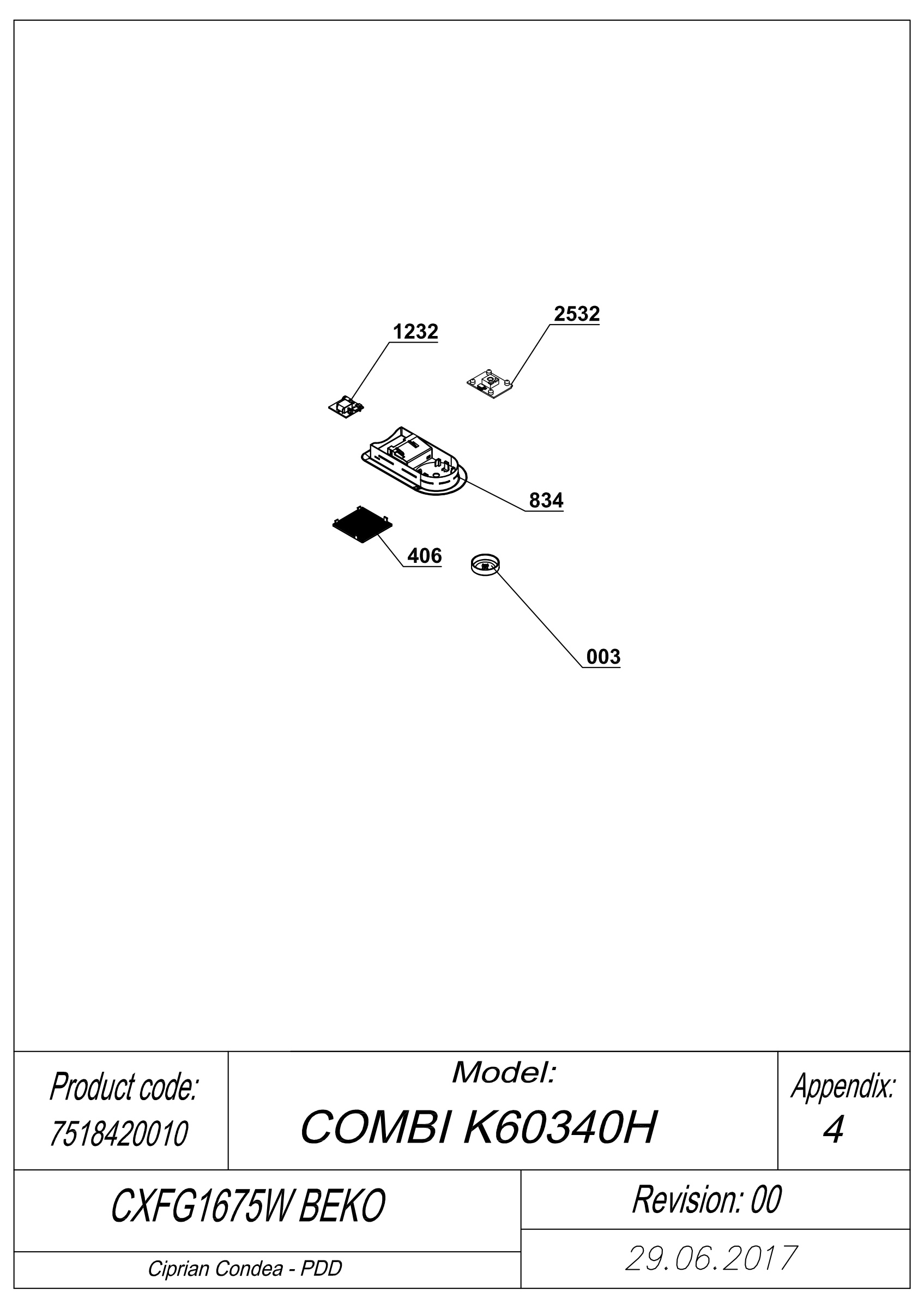 EXPLODED VIEW LEDS CXFG1675W BEKO