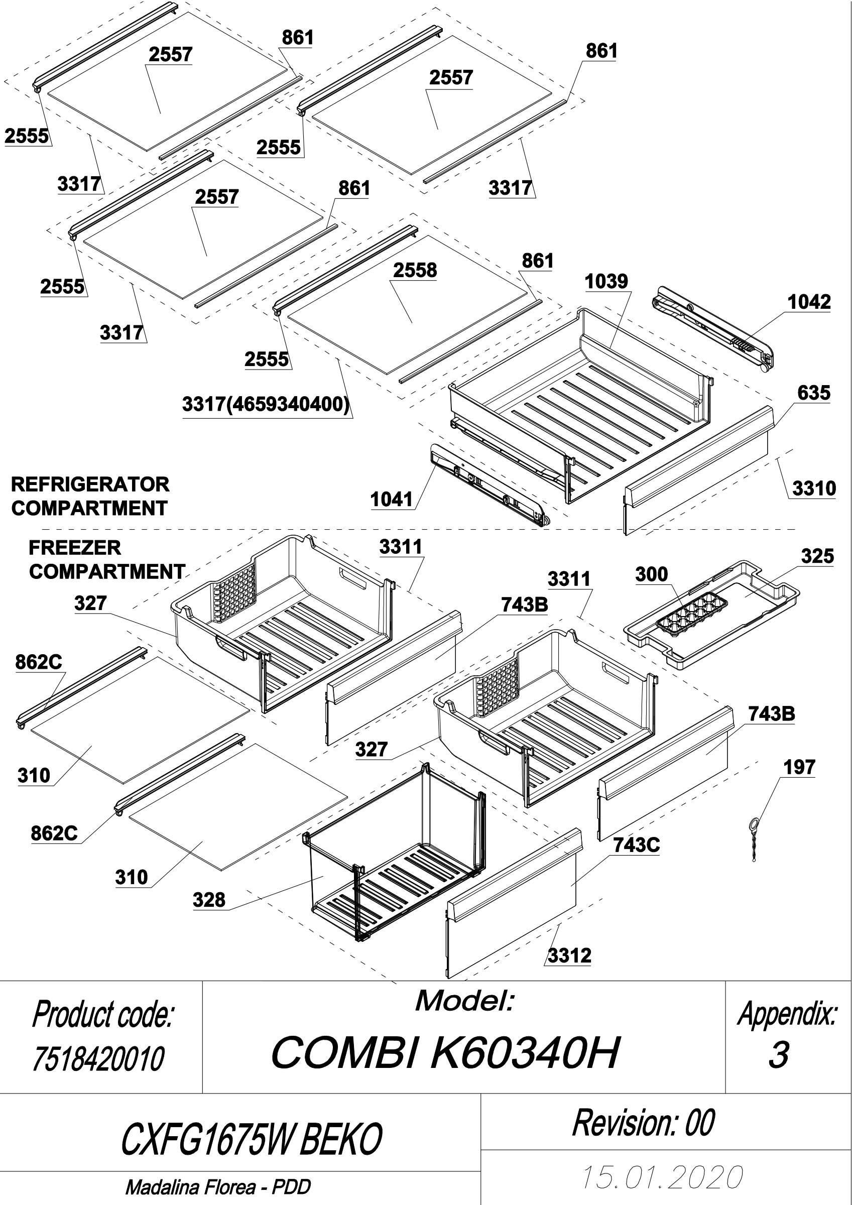 EXPLODED VIEW SHELVES CXFG1675W BEKO