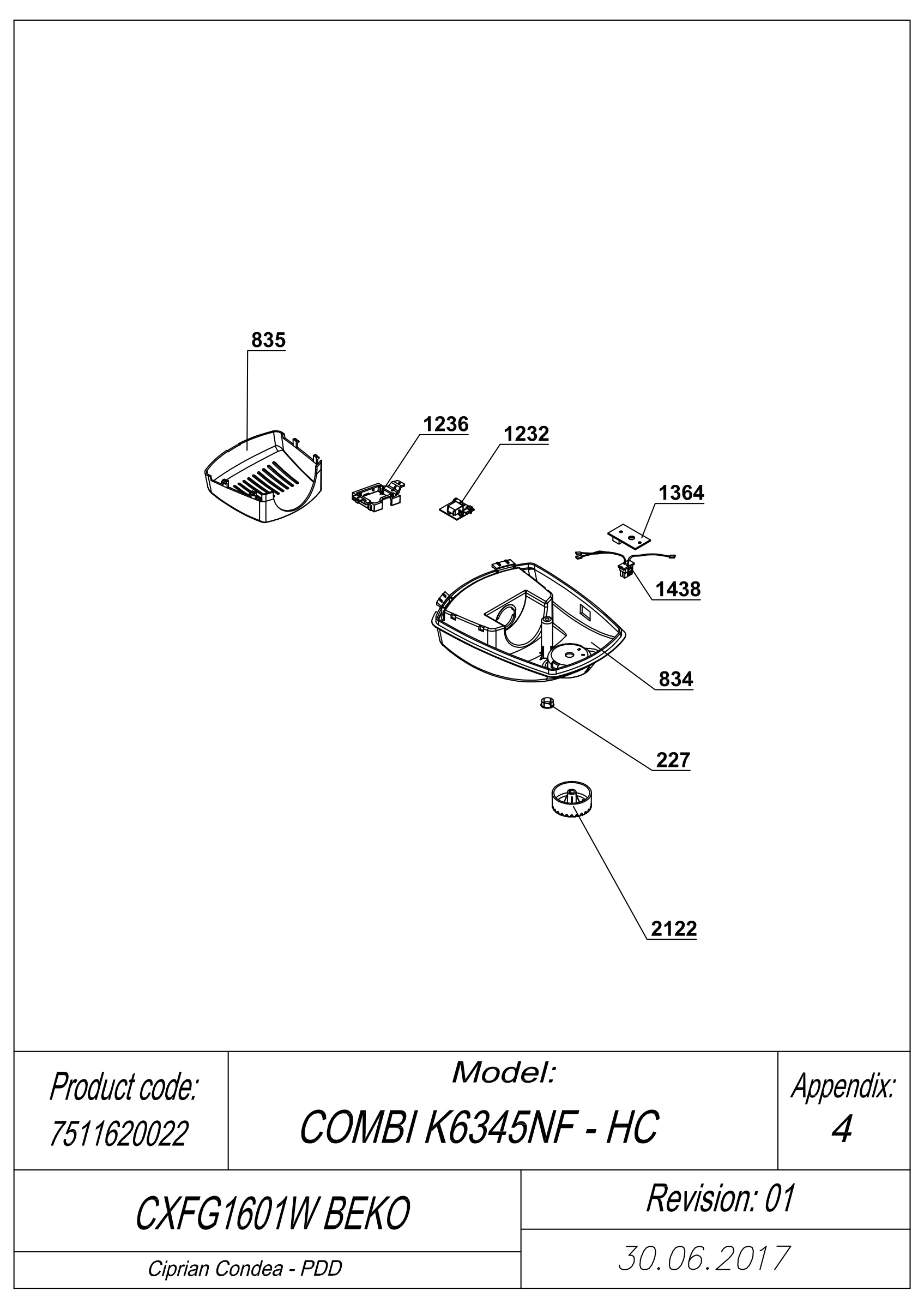 EXPLODED VIEW LEDS CXFG1601W BEKO