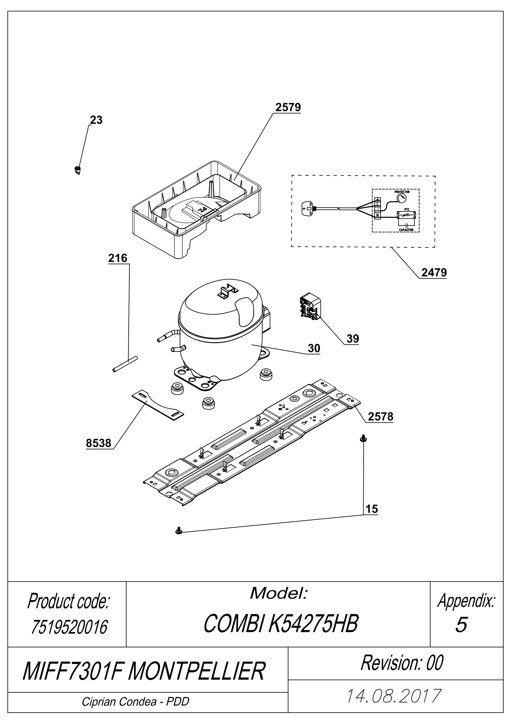EXPLODED VIEW COMPRESSOR MIFF7301F MONTPELLIER
