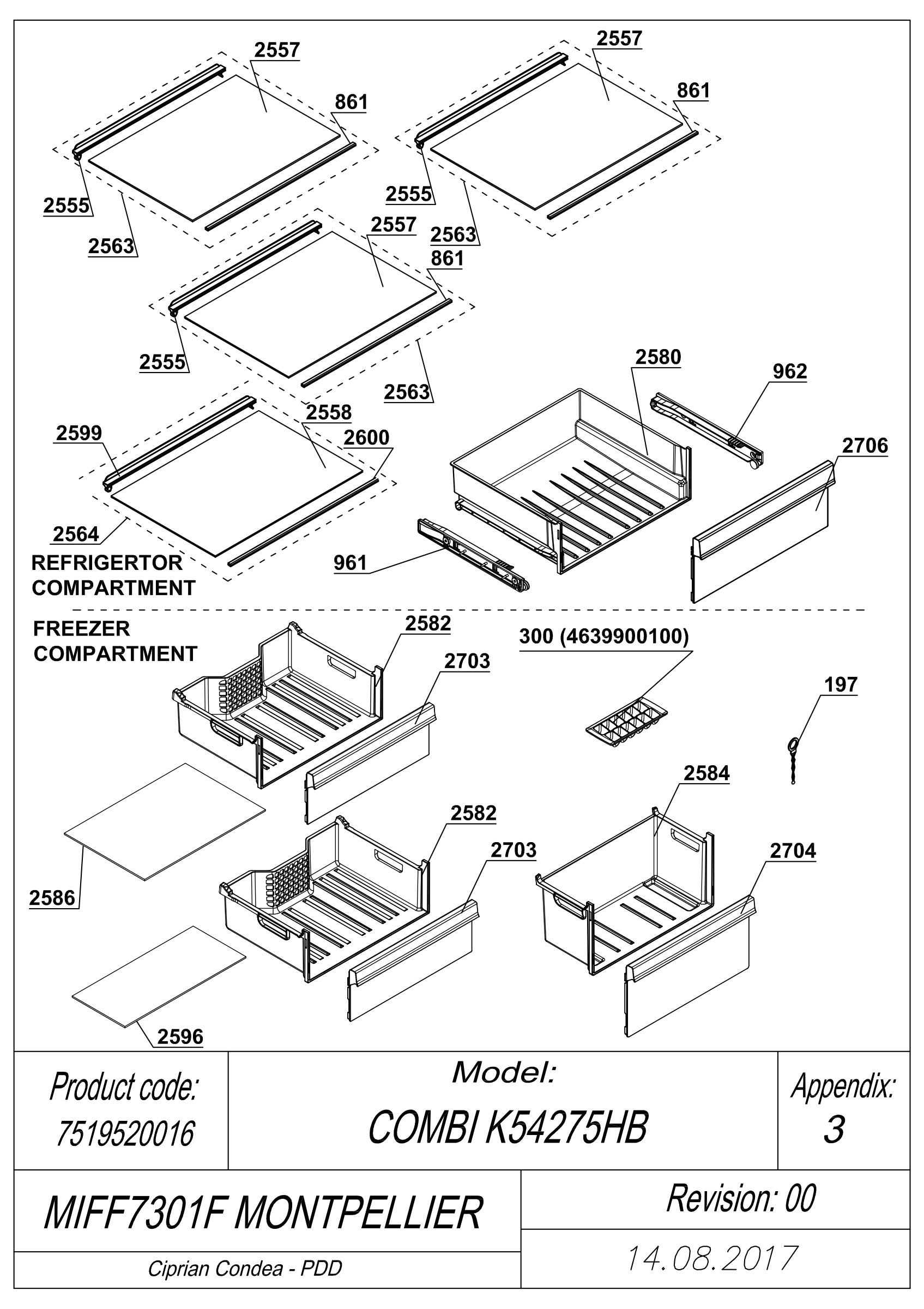 EXPLODED VIEW SHELVES MIFF7301F MONTPELLIER