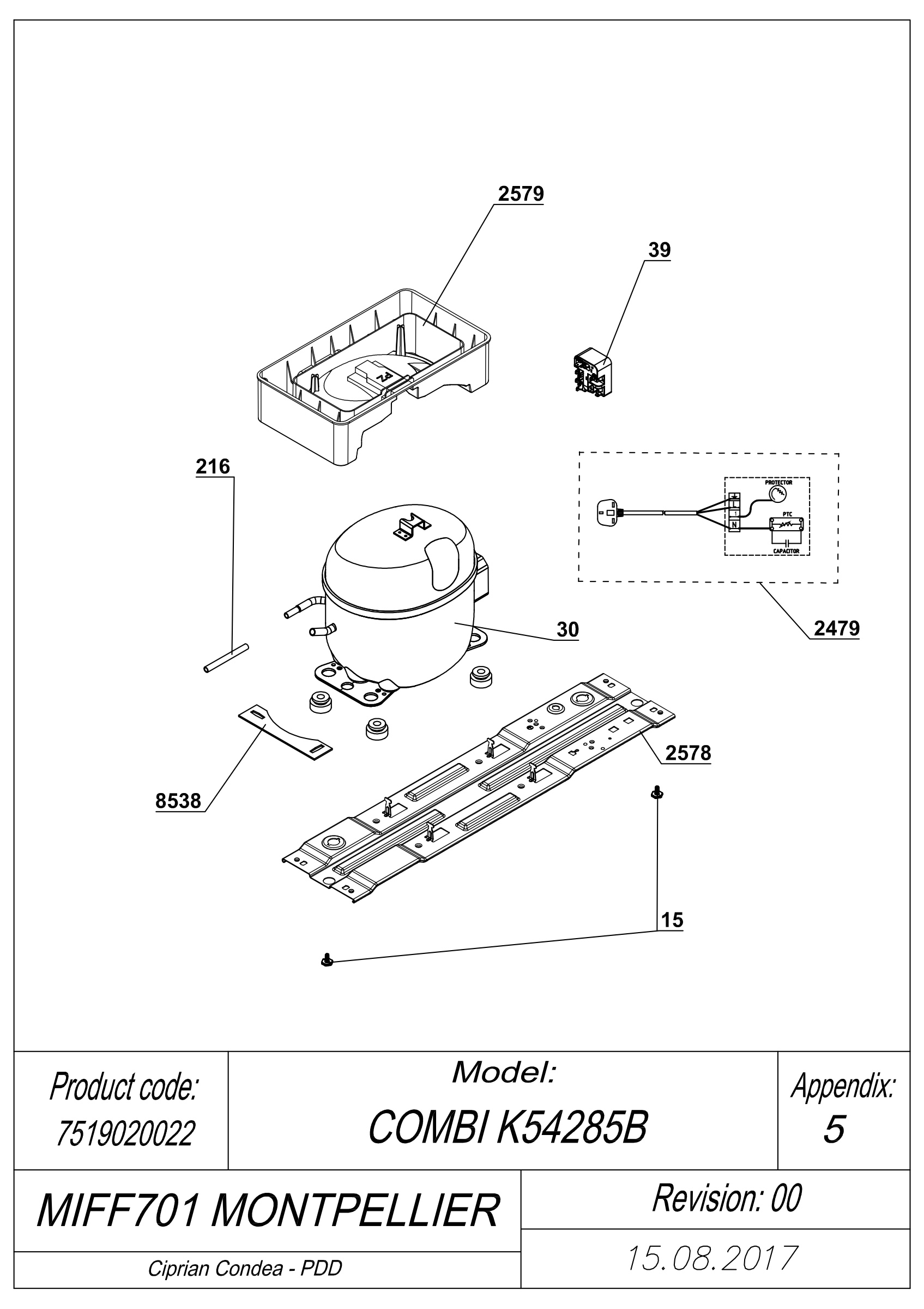 EXPLODED VIEW COMPRESSOR MIFF701 MONTPELLIER