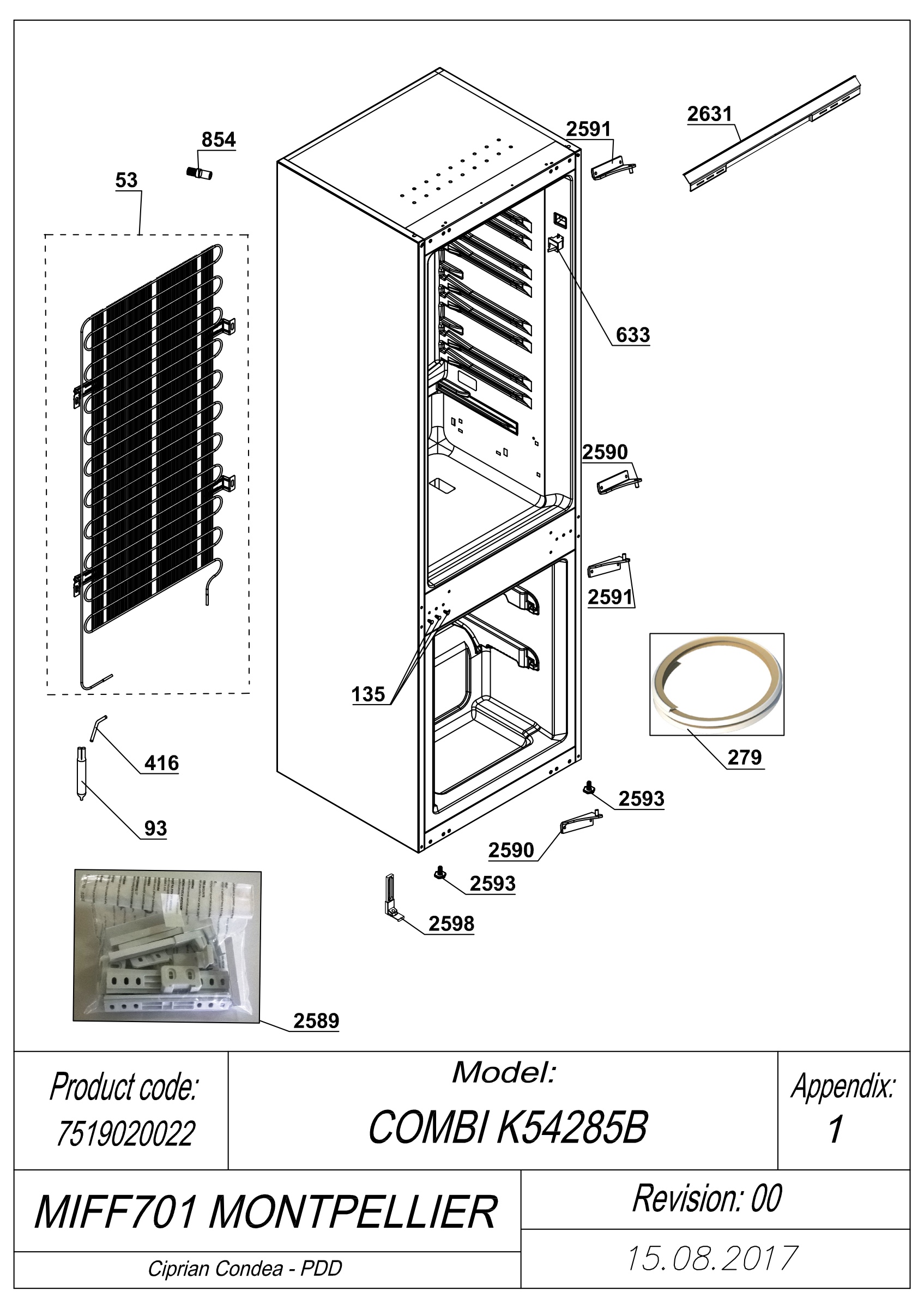 EXPLODED VIEW CABINET MIFF701 MONTPELLIER