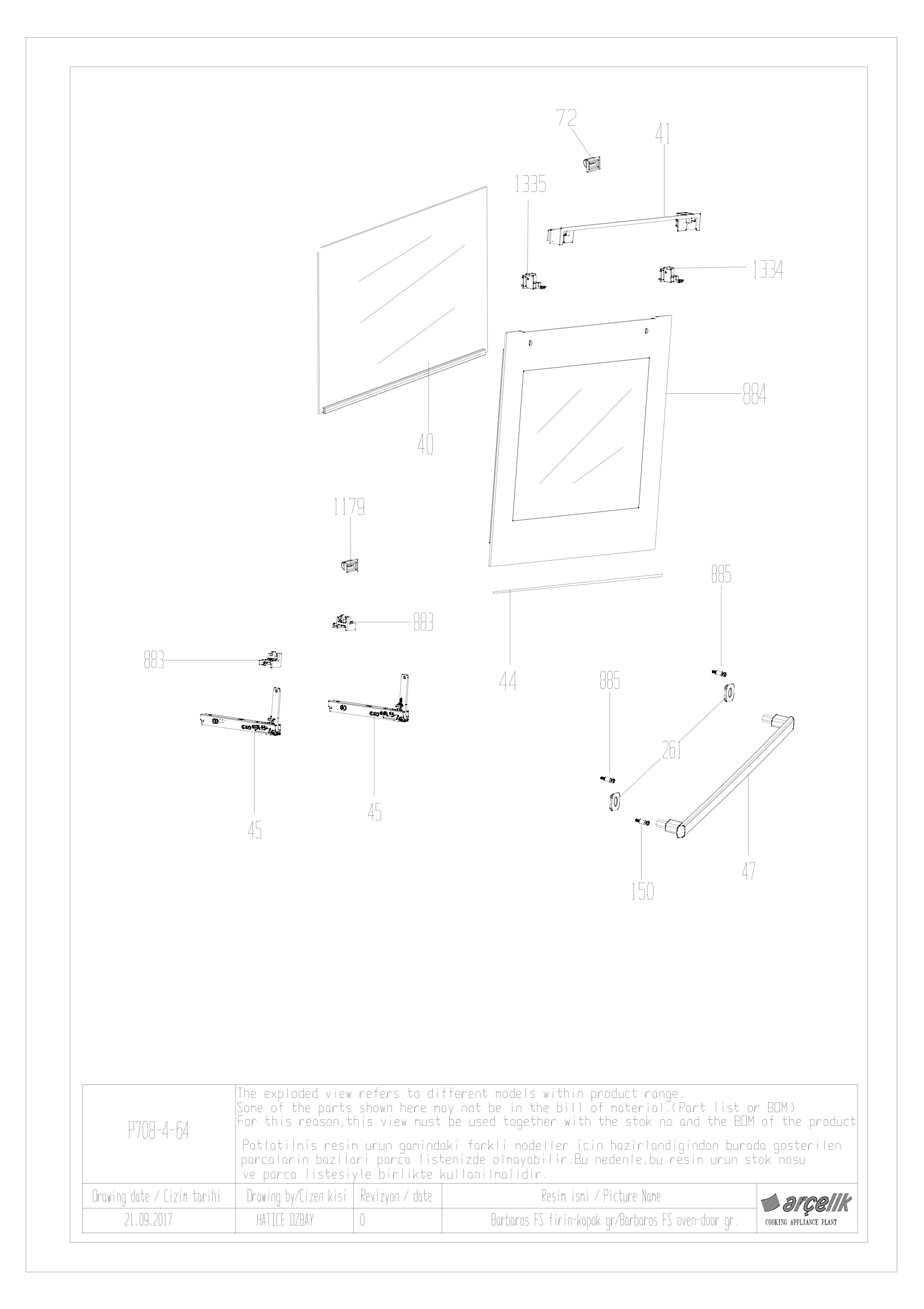 BARBAROS FS DOUBLE MAIN OVEN DOOR GR.