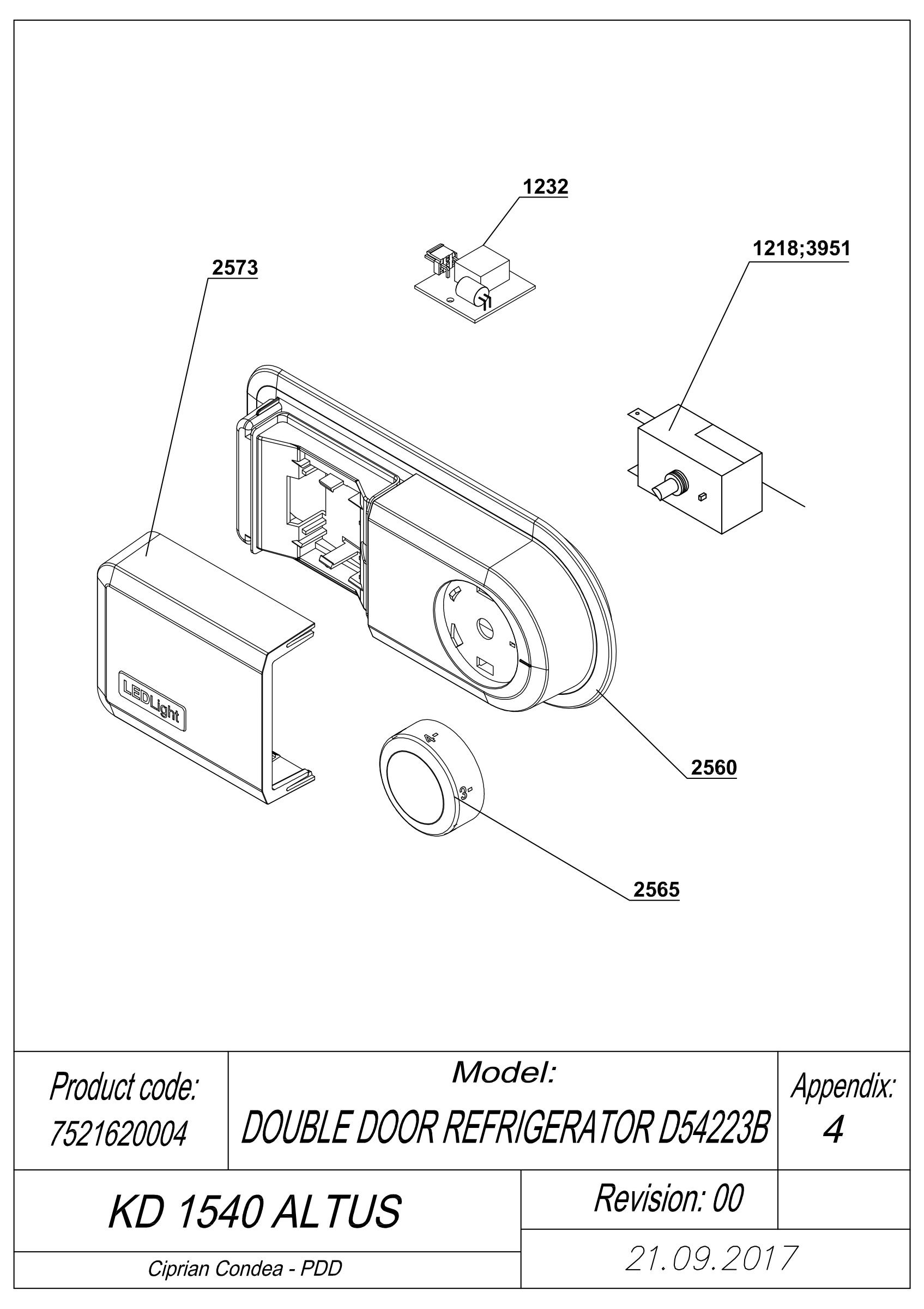 EXPLODED VIEW THERMOSTAT KD 1540 ALTUS