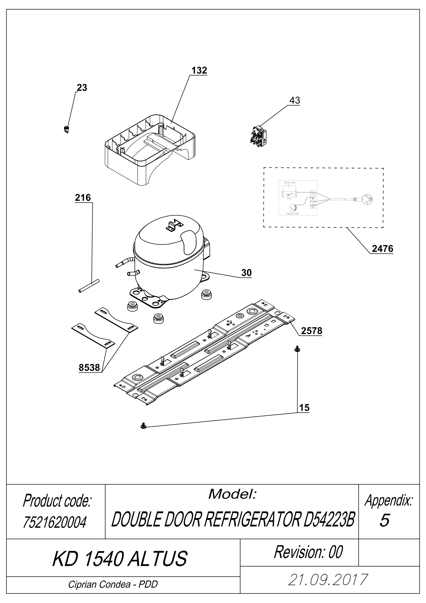 EXPLODED VIEW COMPRESSOR KD 1540 ALTUS