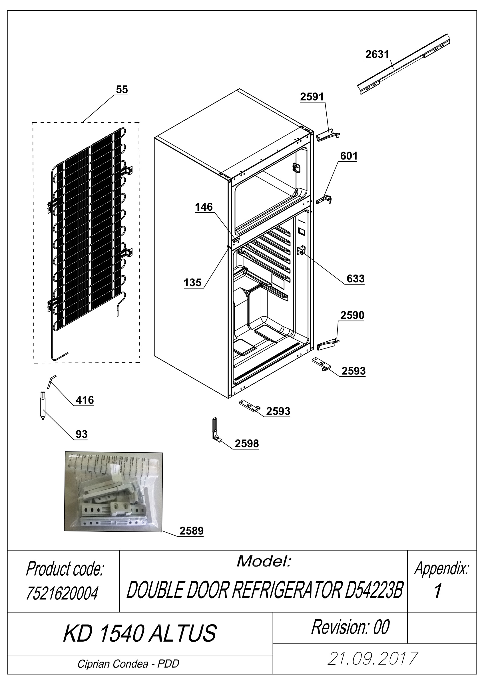EXPLODED VIEW CABINET KD 1540 ALTUS