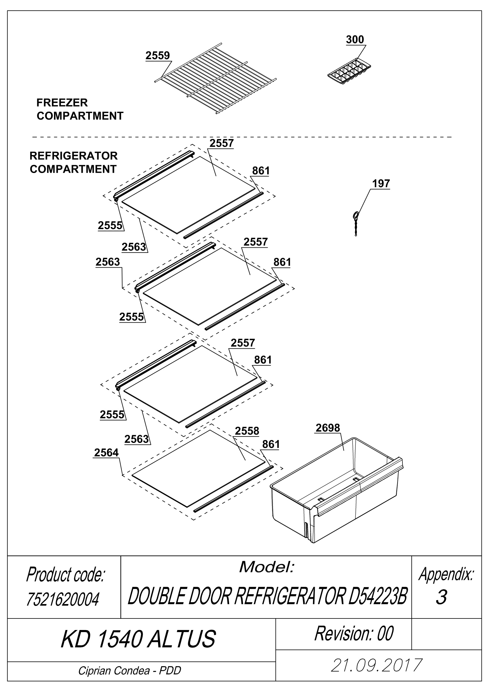 EXPLODED VIEW SHELVES KD 1540 ALTUS