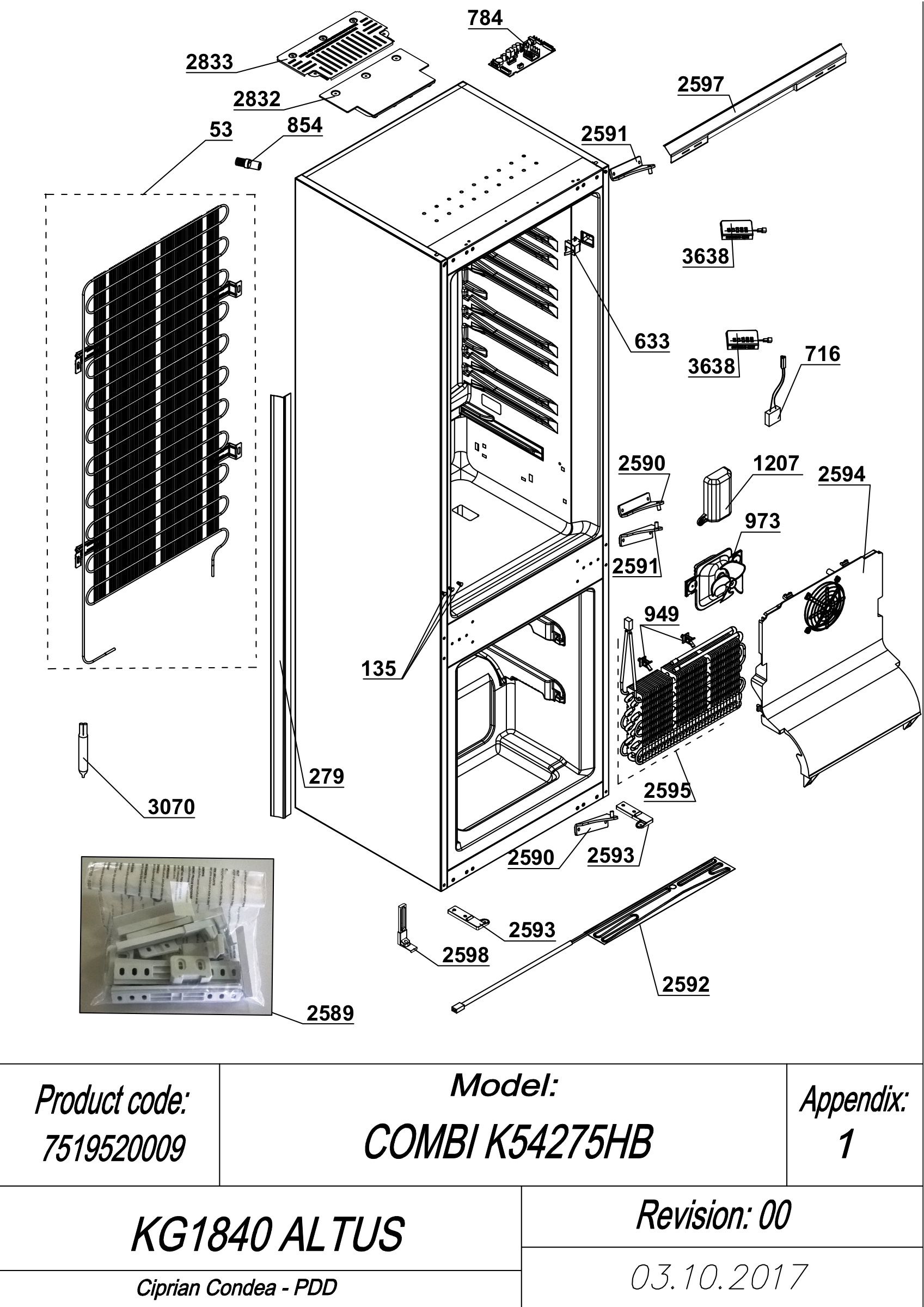 EXPLODED VIEW CABINET KG1840 ALTUS