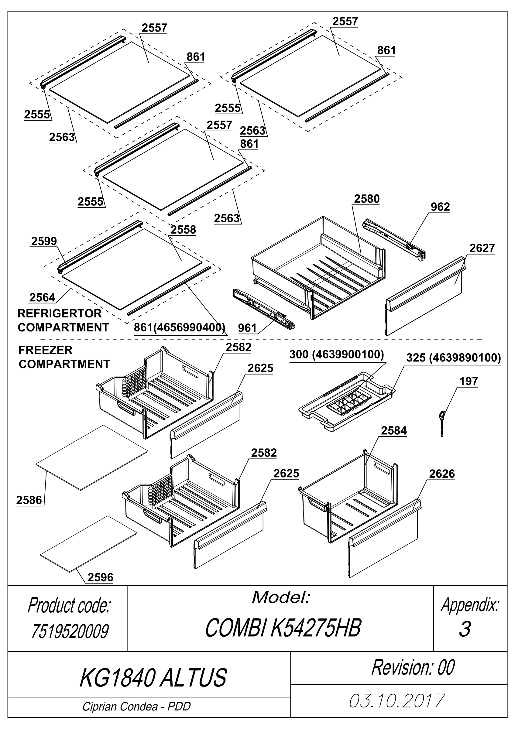 EXPLODED VIEW SHELVES KG1840 ALTUS