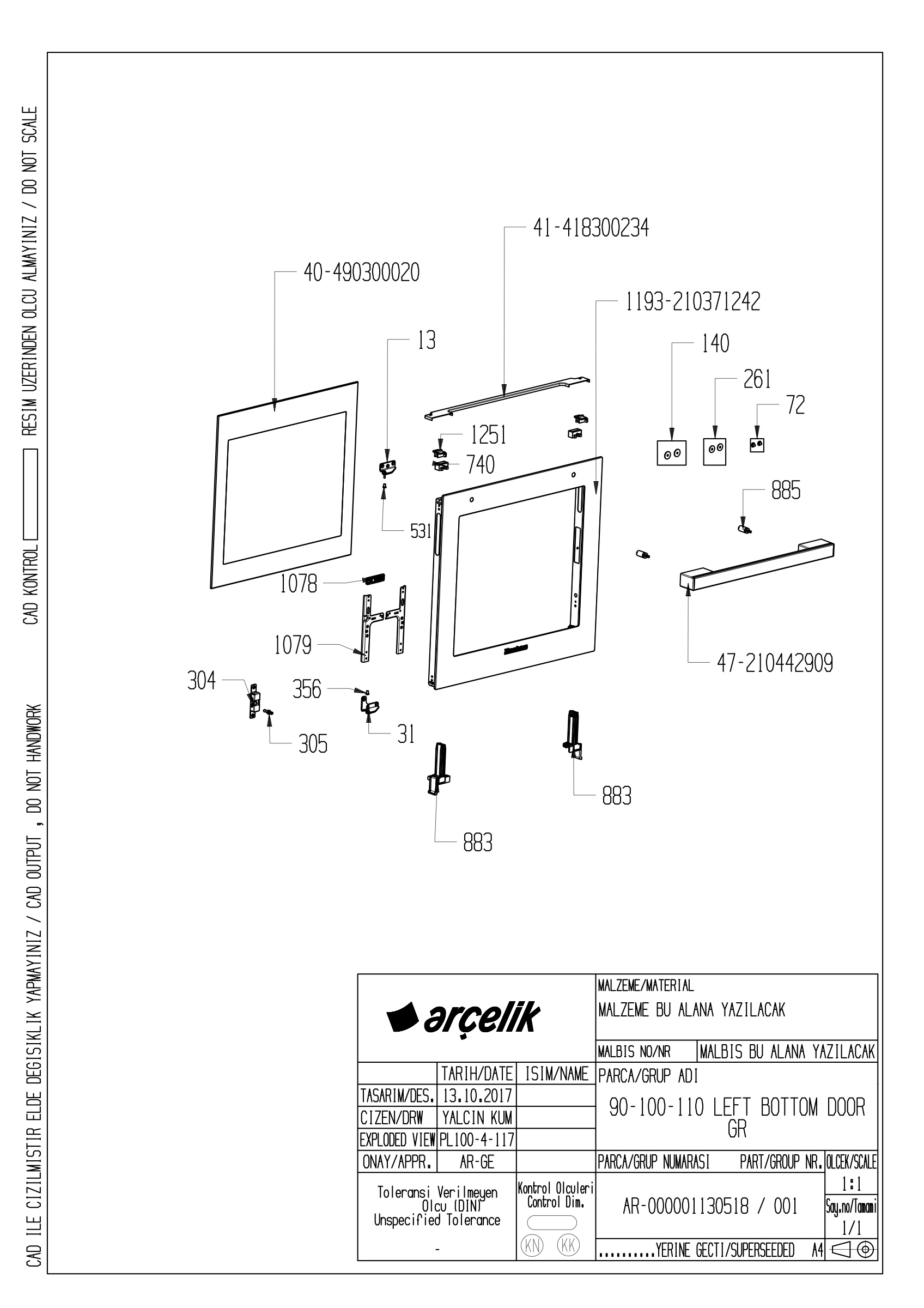 LEFT BOTTOM FRONT DOOR GR EXPLODED VIEW